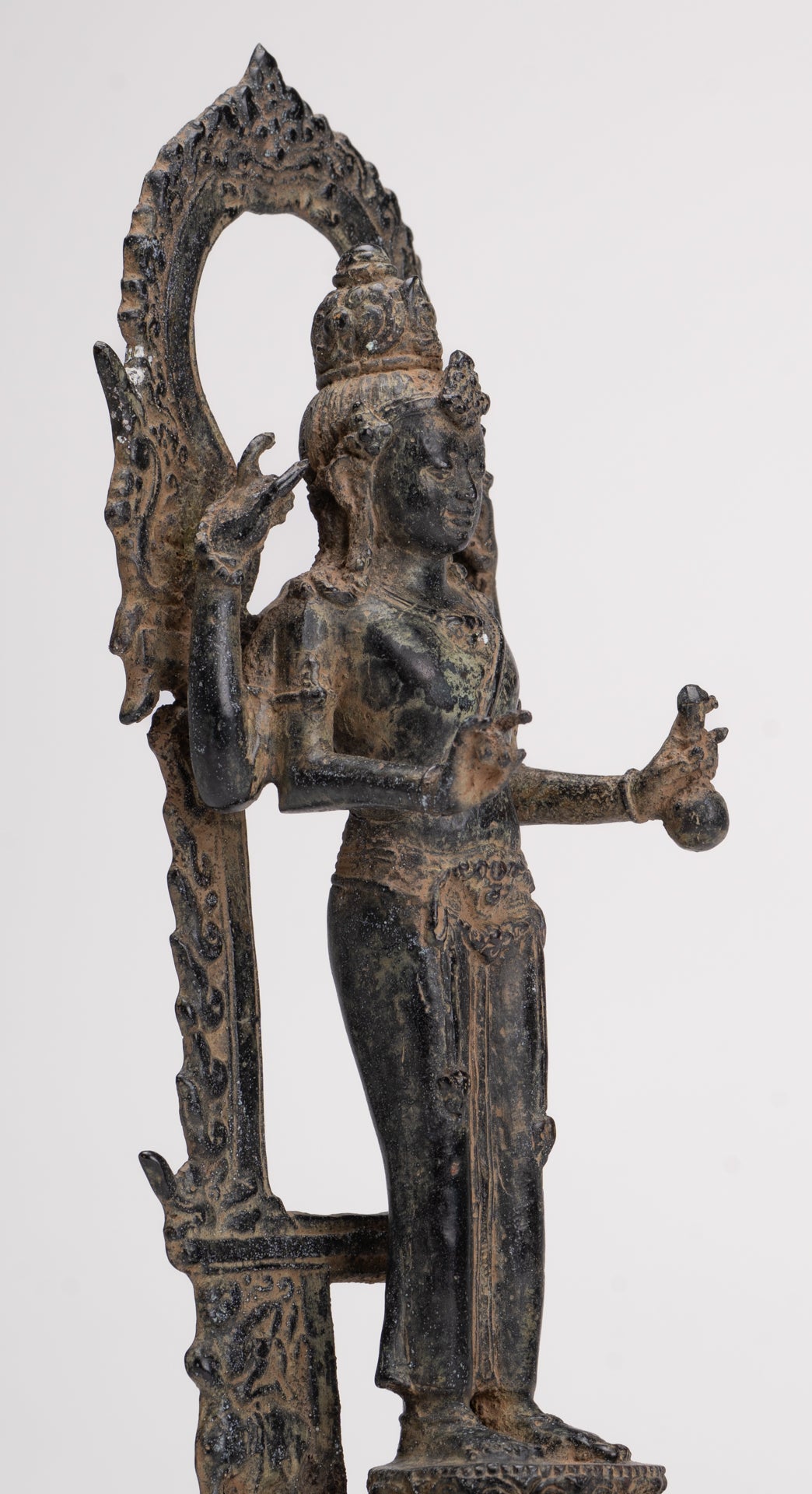 Vishnu - Antique Indonesian Style Majapahit Standing Bronze Vishnu Statue - 24cm/10"