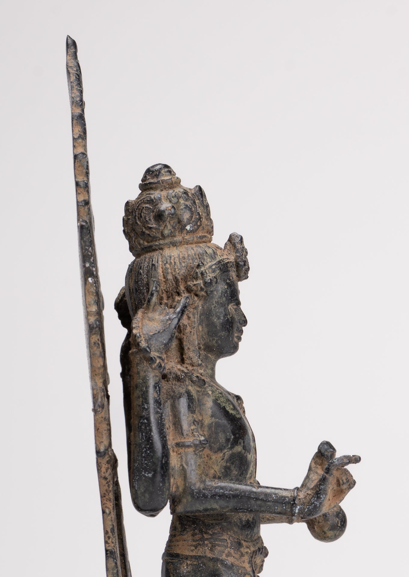 Vishnu - Antique Indonesian Style Majapahit Standing Bronze Vishnu Statue - 24cm/10"