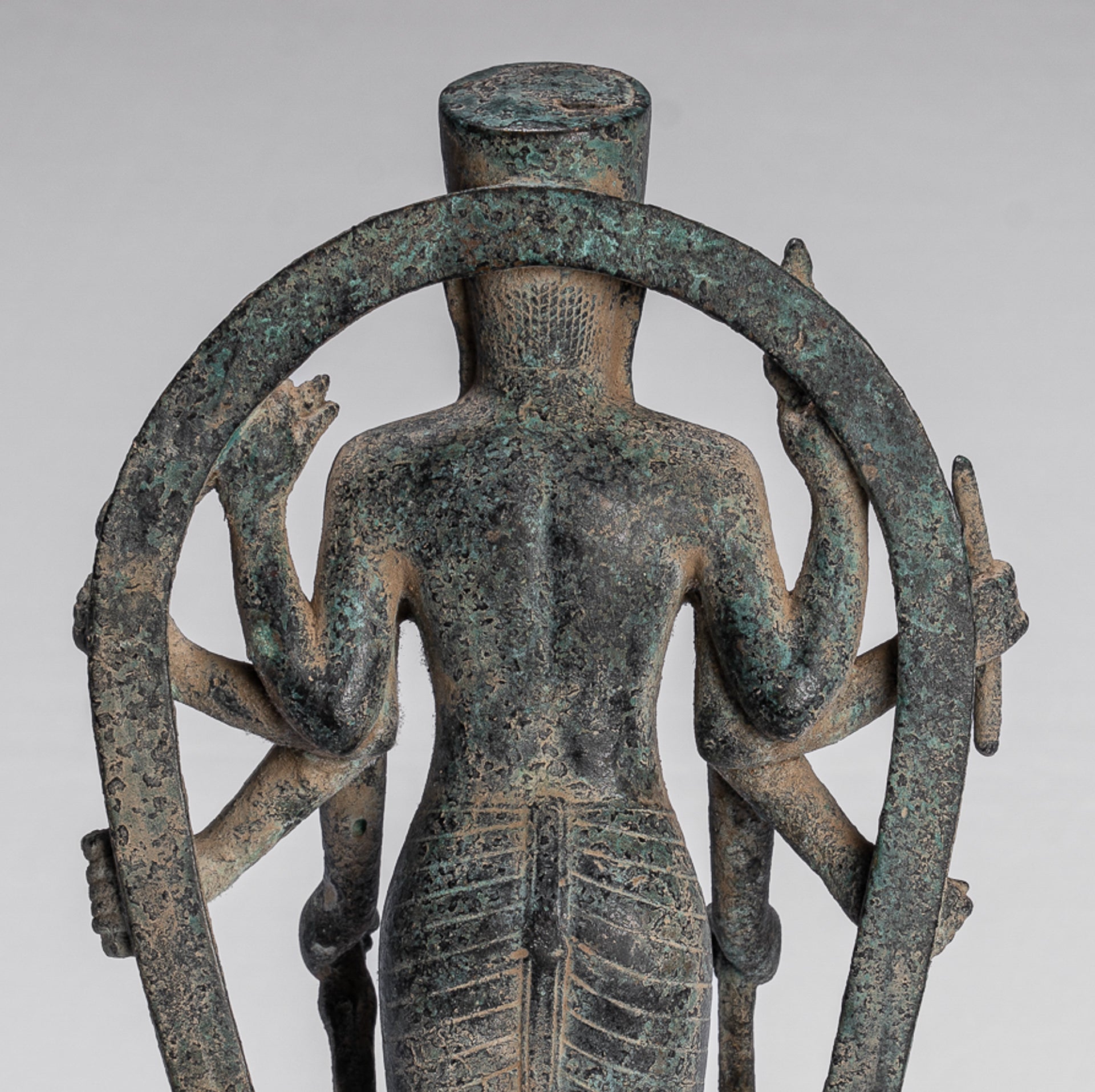 Antique Khmer Style 8 Arm Phnom Kulen Vishnu Statue - Protector & Preserver - 34cm/14"