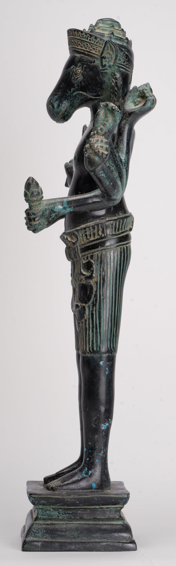 Kalkin Statue - Antique Khmer Style Mounted Bronze Hayagriva Kalkin Horse of Vishnu - 51cm/20"