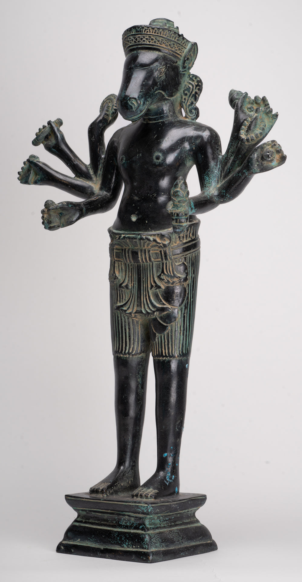 Kalkin Statue - Antique Khmer Style Mounted Bronze Hayagriva Kalkin Horse of Vishnu - 51cm/20"