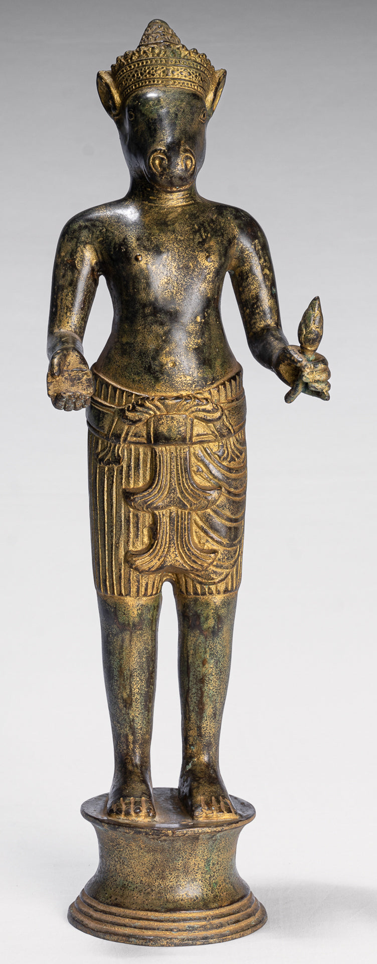 Kalkin Statue - Antique Khmer Style Standing Bronze Hayagriva Kalkin Horse of Vishnu - 47cm/19"