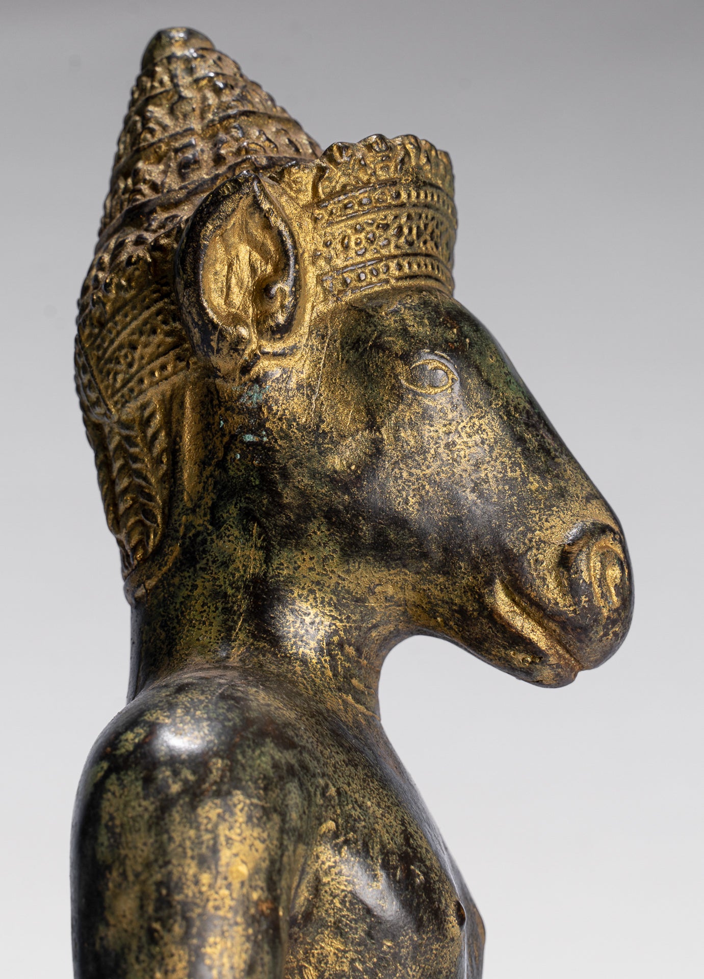 Kalkin Statue - Antique Khmer Style Standing Bronze Hayagriva Kalkin Horse of Vishnu - 47cm/19"