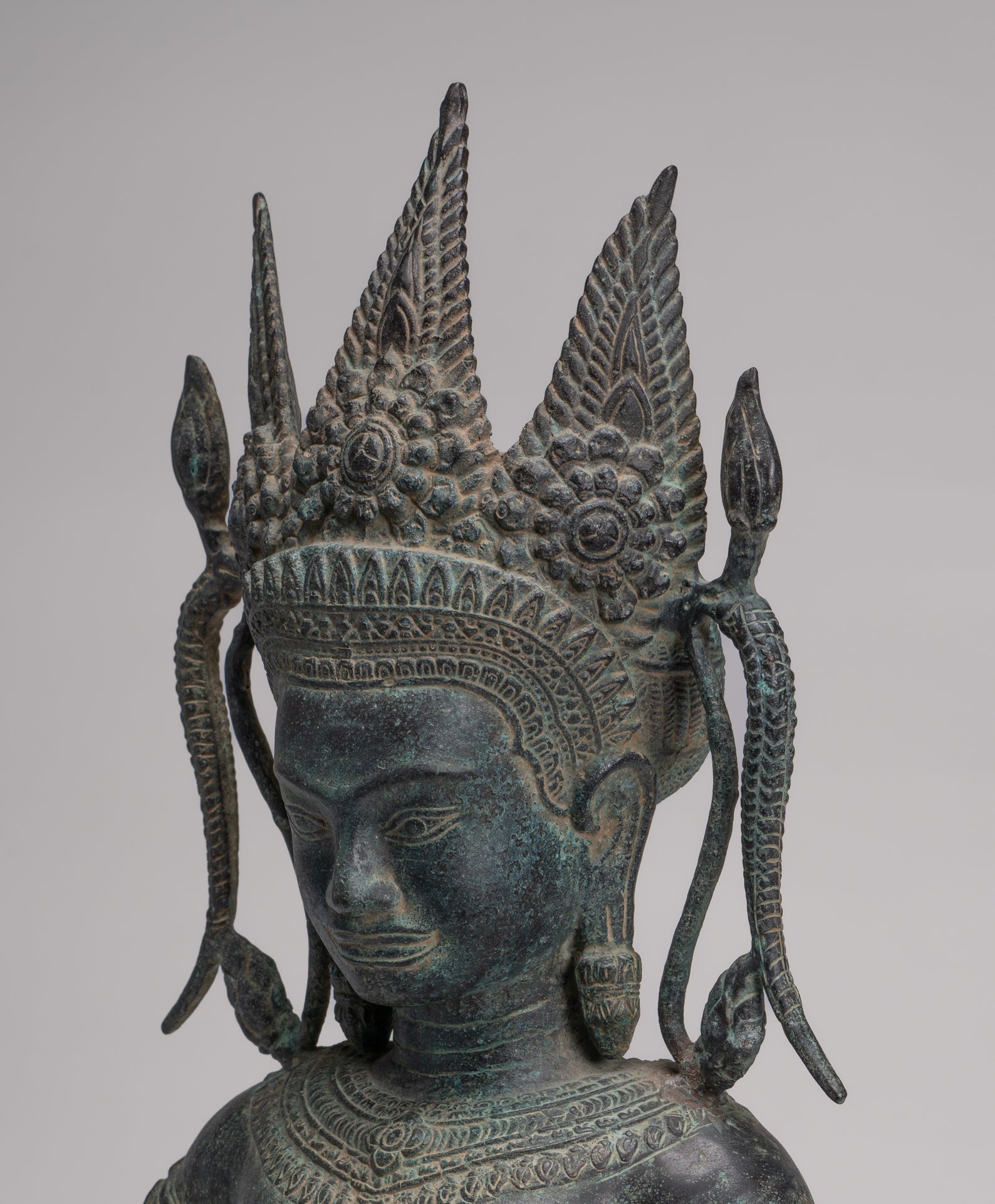 Antique Khmer Style Bronze Angkor Wat Apsara Torso or Angel Statue - 56cm/22"