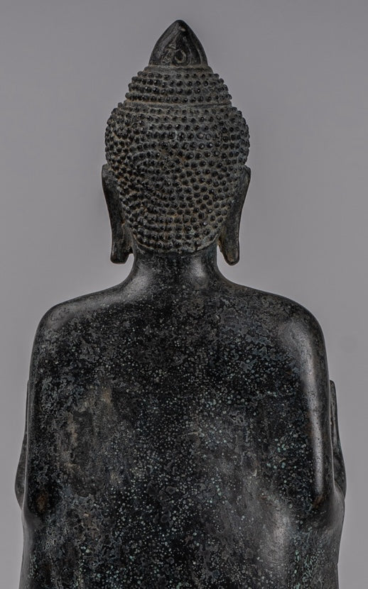 Buddha Statue - Antique Khmer Style Bronze Standing Abhaya Protection Buddha Statue - 49cm/20"