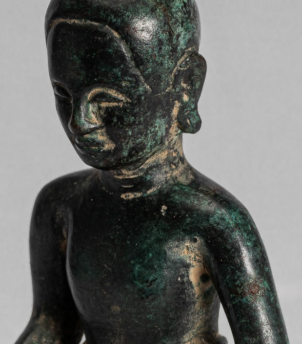 Buddha Statue - Antique Khmer Style Bronze Enlightenment Phnom Da Buddha Statue - 15cm/6"