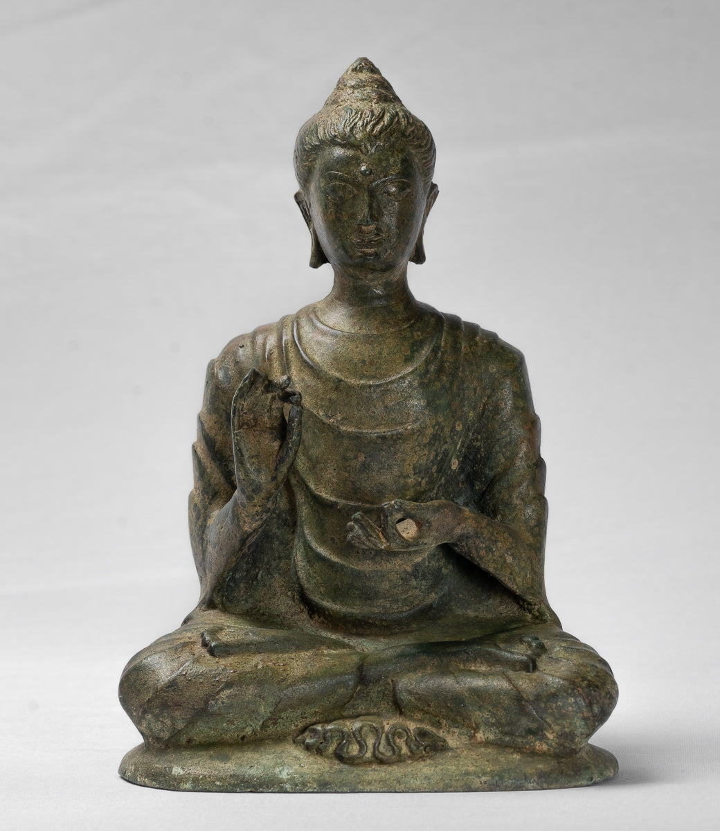 Indian Buddha Statue - Antique Gandhara Style Bronze Protection Buddha Statue - 25cm/10"