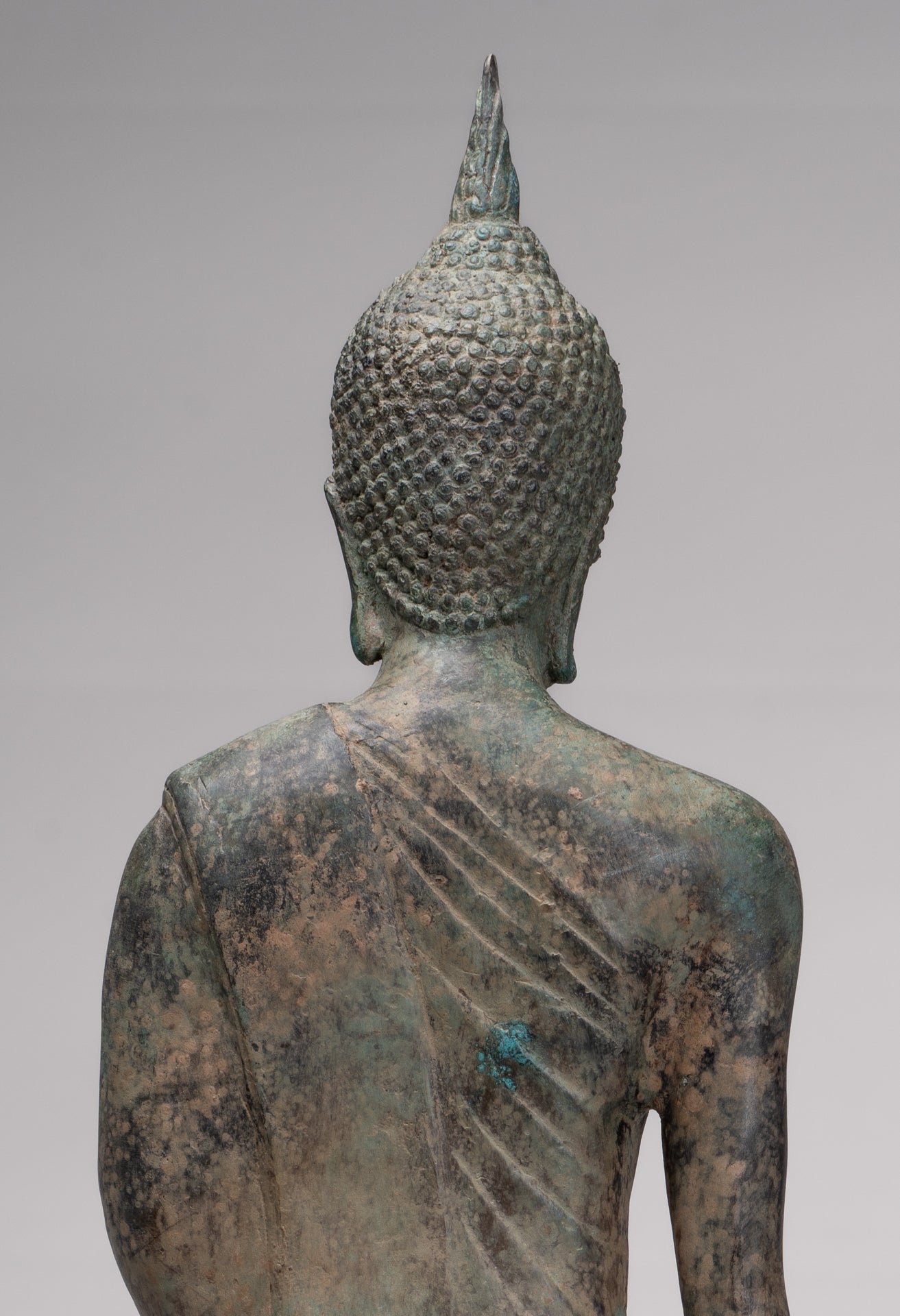 Antique Sukhothai Style Standing Bronze Protection Walking Buddha Statue - 65cm/26"