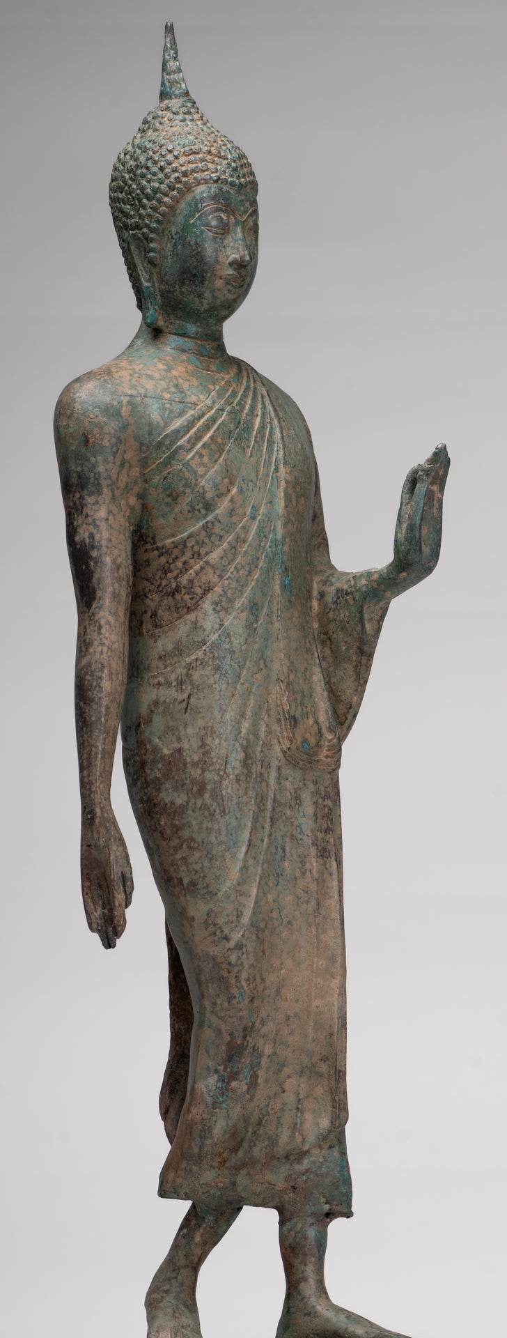Antique Sukhothai Style Standing Bronze Protection Walking Buddha Statue - 65cm/26"