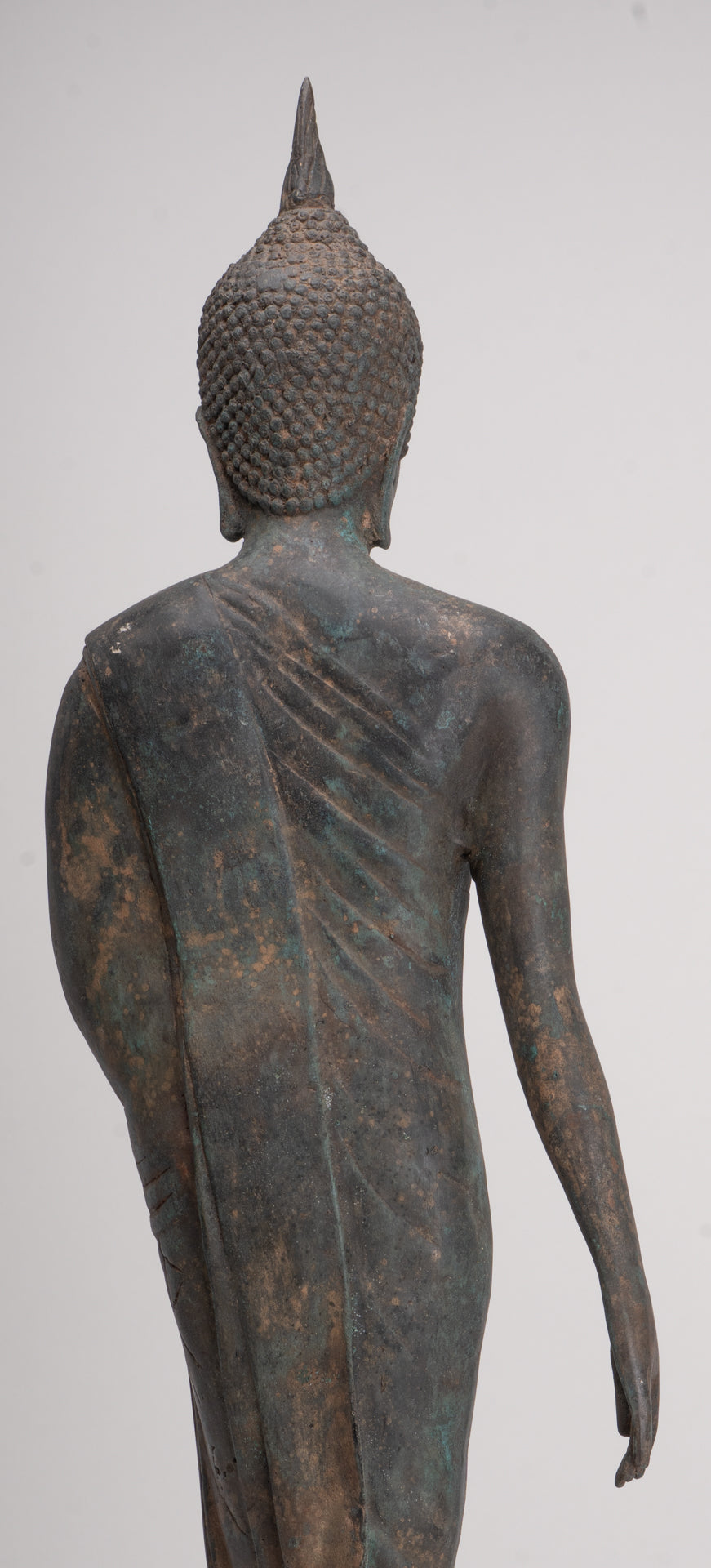 Antique Sukhothai Style Standing Bronze Protection Walking Buddha Statue - 65cm/26"