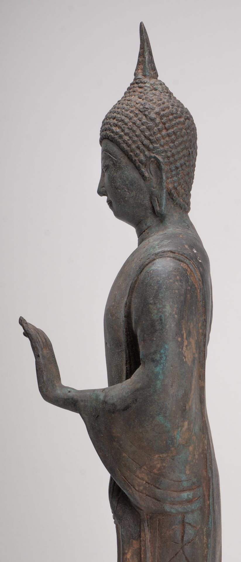 Antique Sukhothai Style Standing Bronze Protection Walking Buddha Statue - 65cm/26"