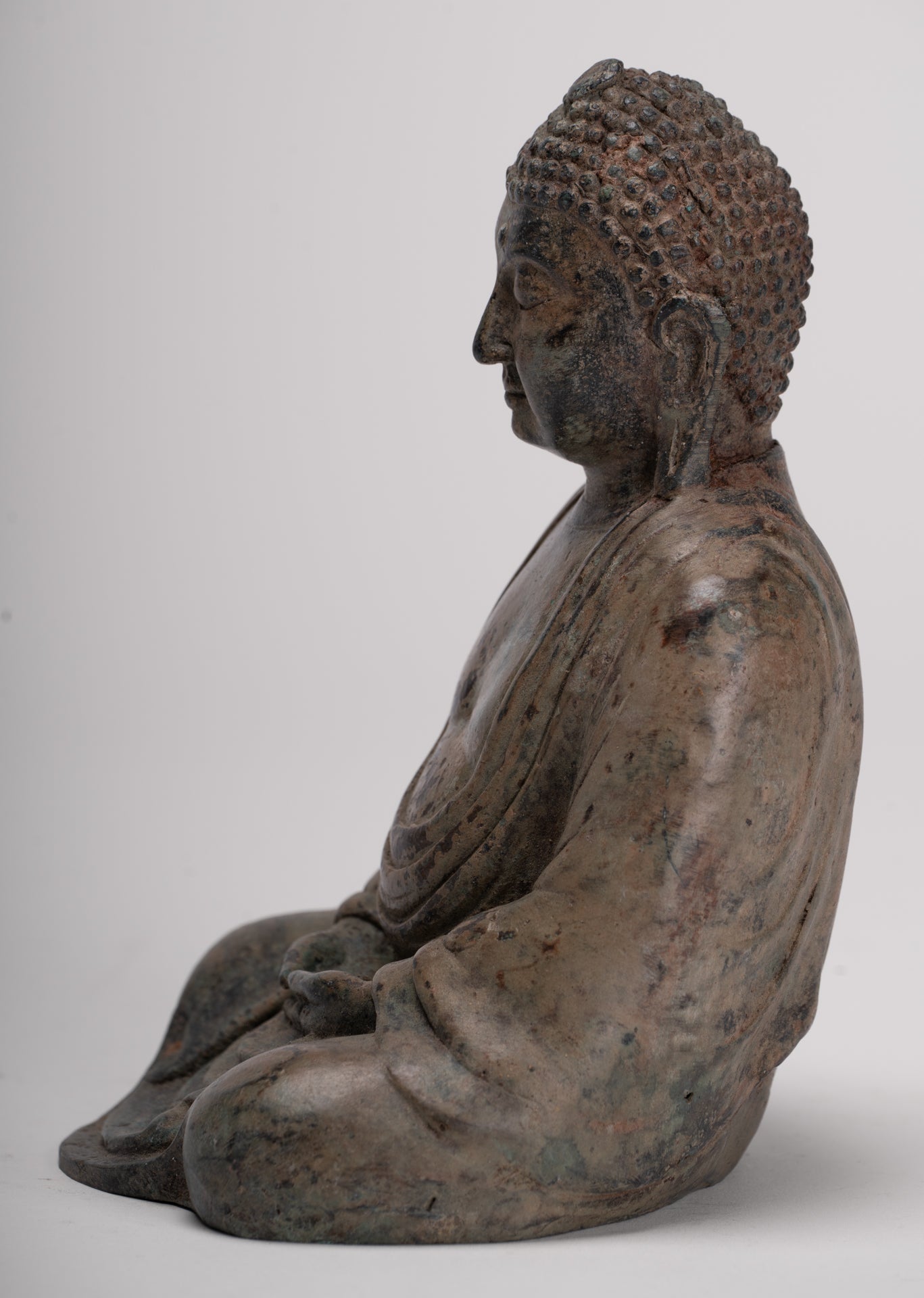 Japanese Buddha - Antique Japanese Style Bronze Seated Meditation Amitabha Buddha Statue - 18cm/7"
