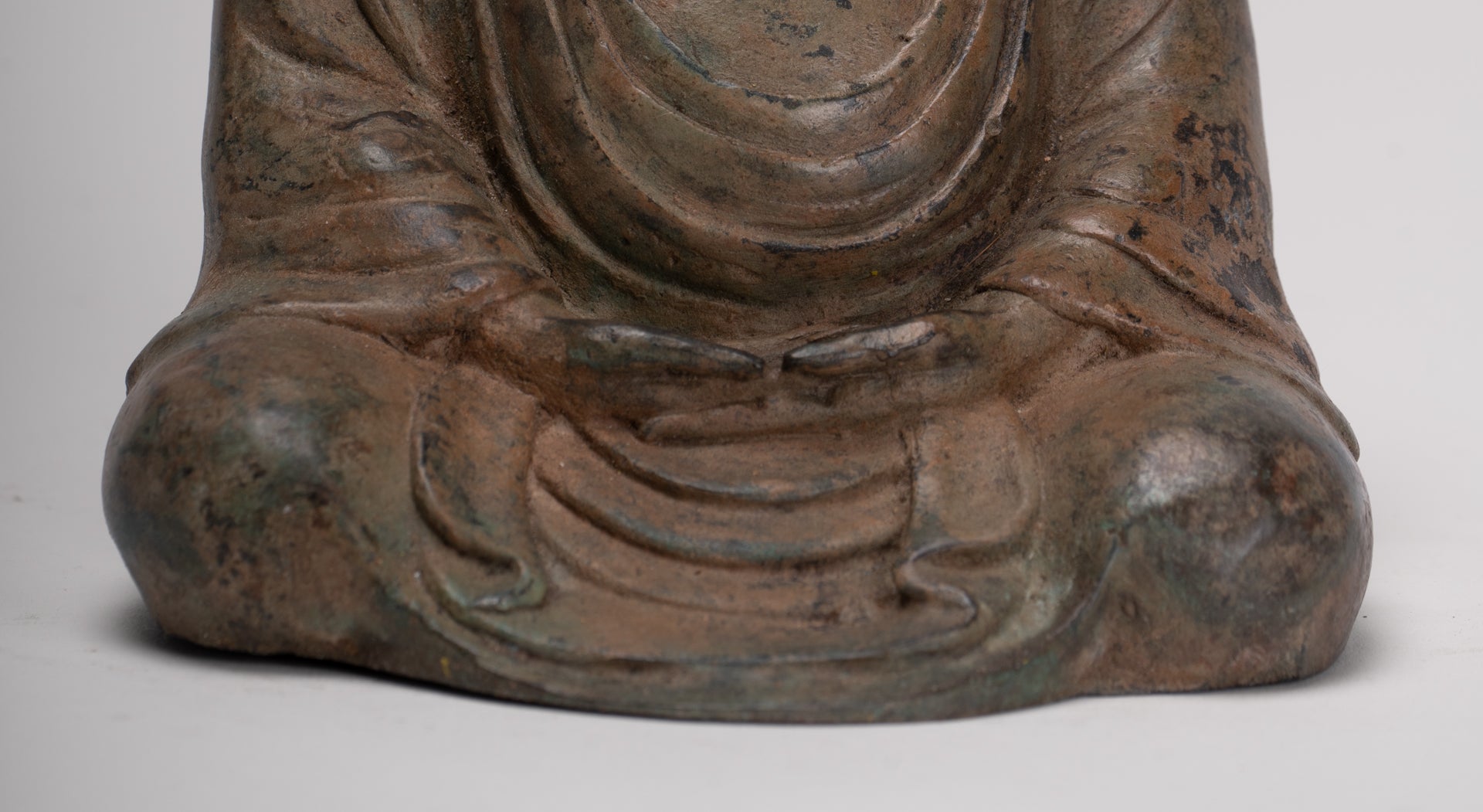 Japanese Buddha - Antique Japanese Style Bronze Seated Meditation Amitabha Buddha Statue - 18cm/7"