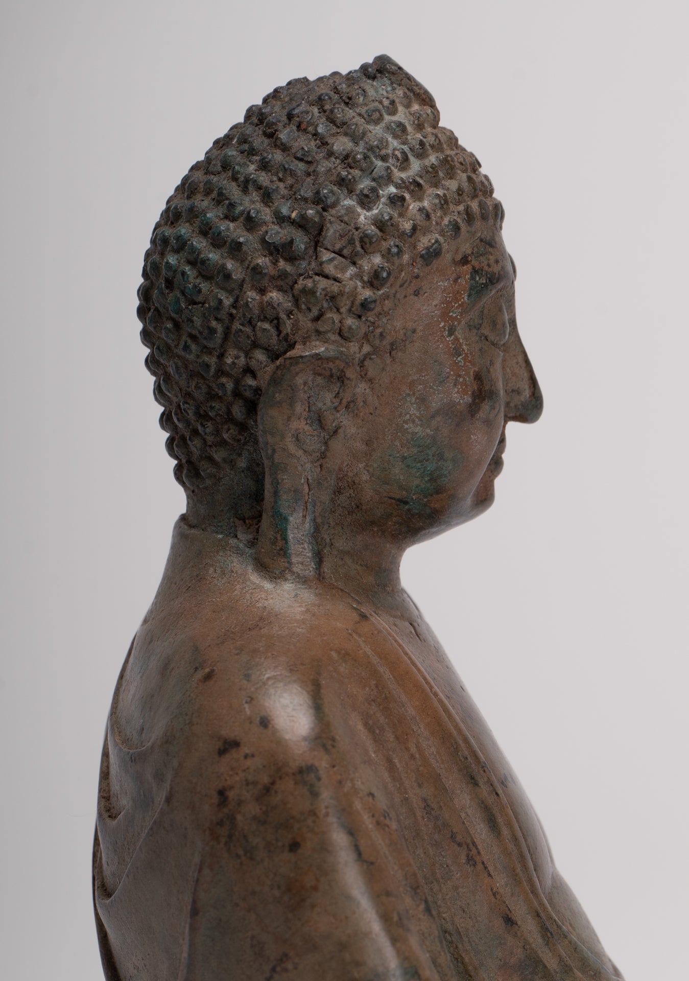 Japanese Buddha - Antique Japanese Style Bronze Seated Meditation Amitabha Buddha Statue - 18cm/7"