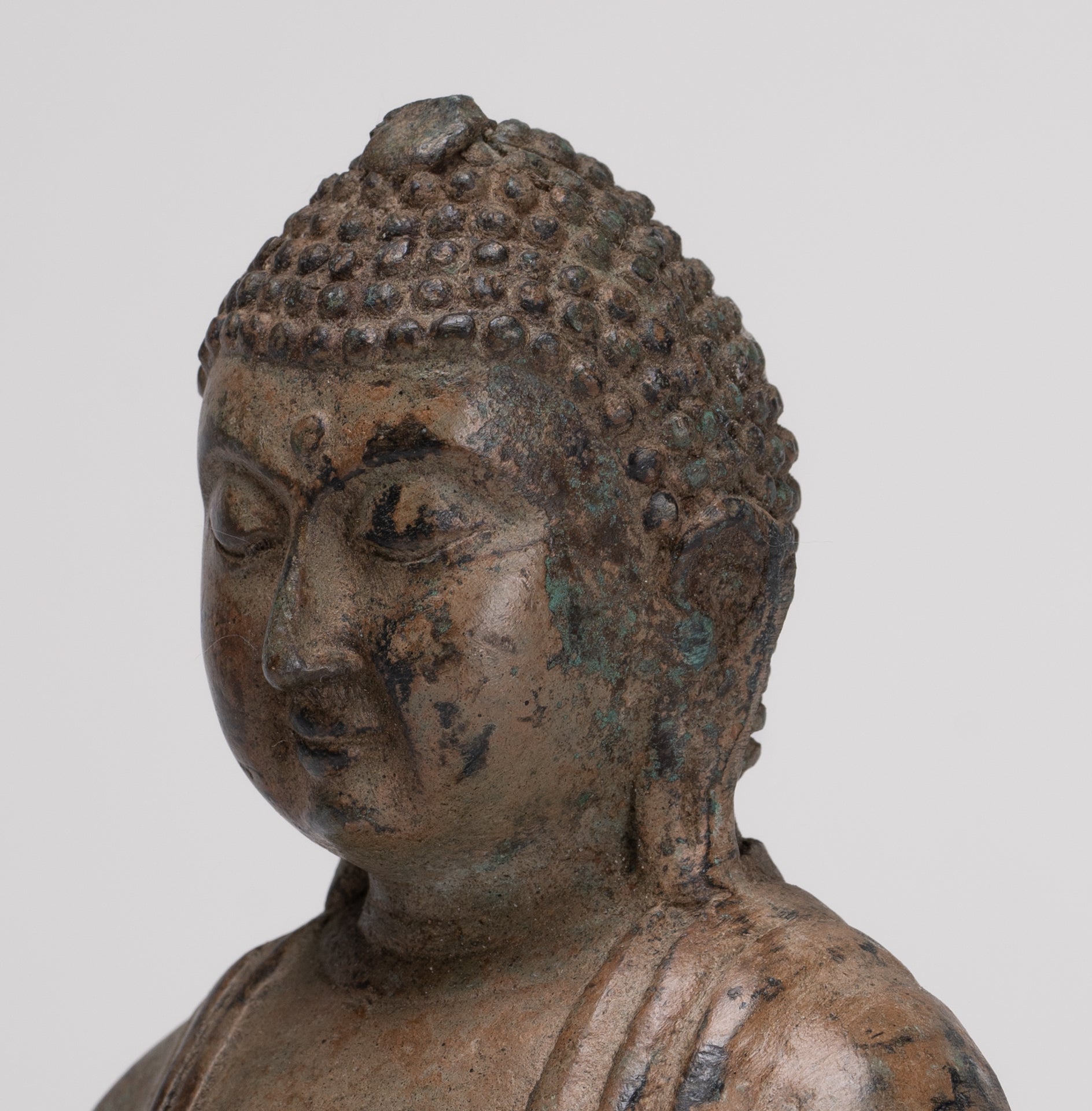 Japanese Buddha - Antique Japanese Style Bronze Seated Meditation Amitabha Buddha Statue - 18cm/7"