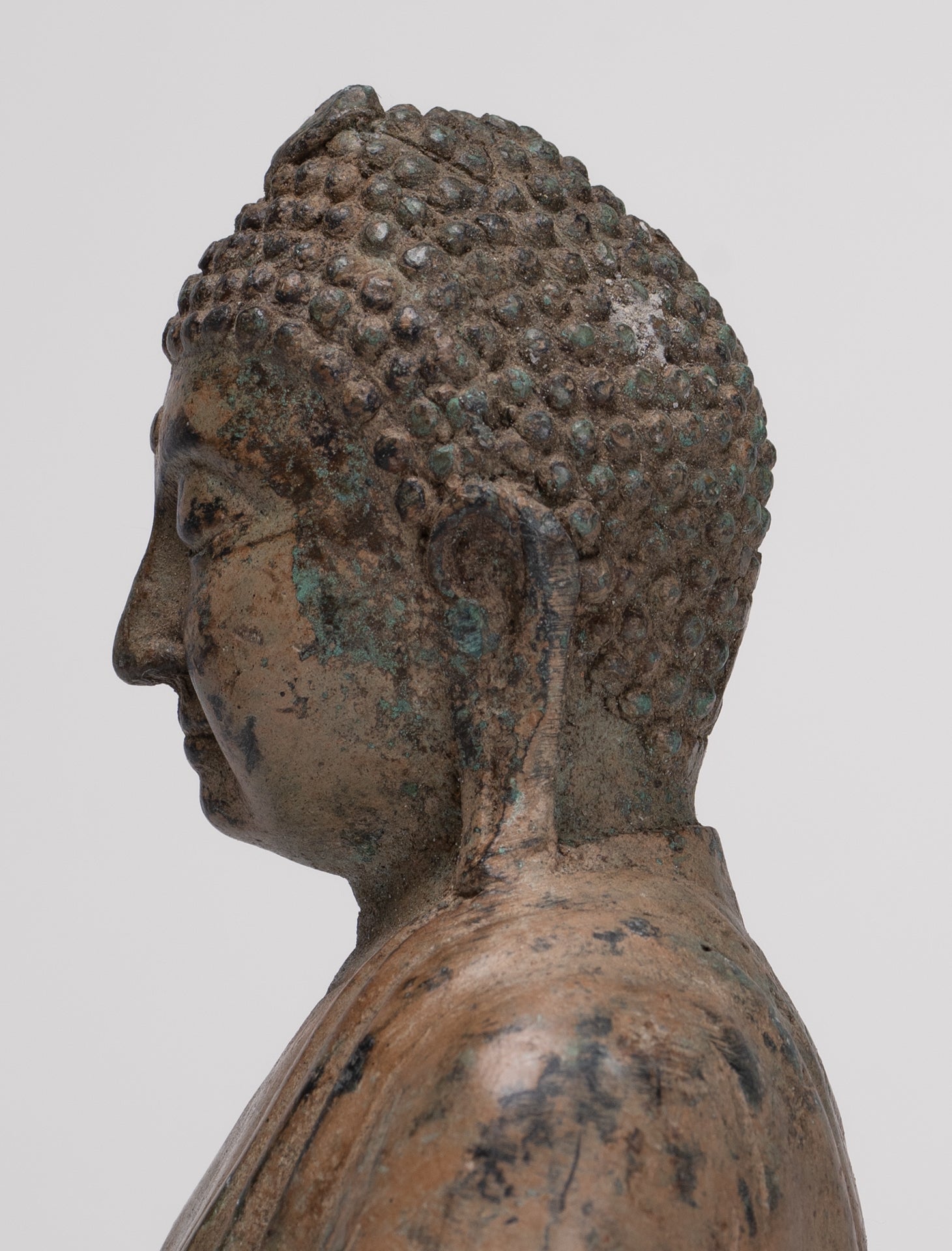 Japanese Buddha - Antique Japanese Style Bronze Seated Meditation Amitabha Buddha Statue - 18cm/7"