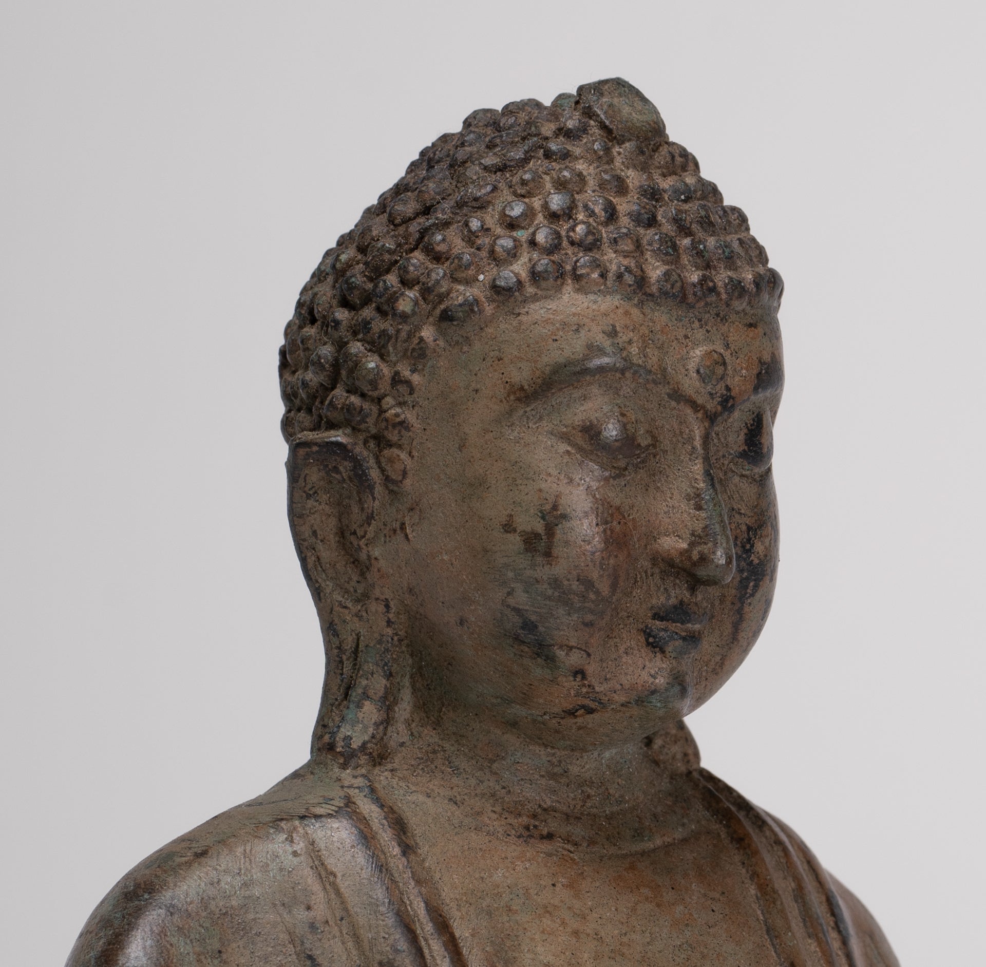 Japanese Buddha - Antique Japanese Style Bronze Seated Meditation Amitabha Buddha Statue - 18cm/7"