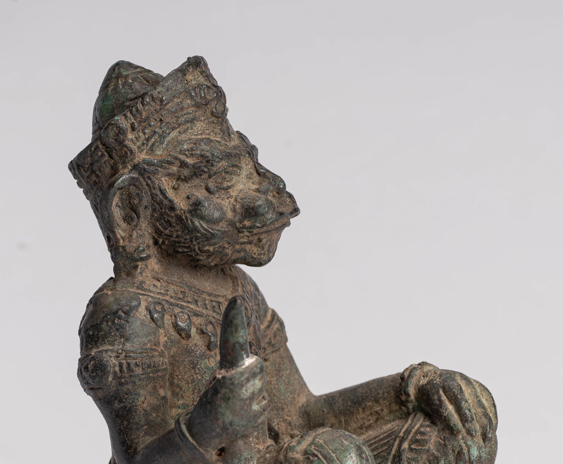 Antique Indian Style Bronze Hindu God Hanuman Statue - Avatar of Shiva - 18cm/7" Tall