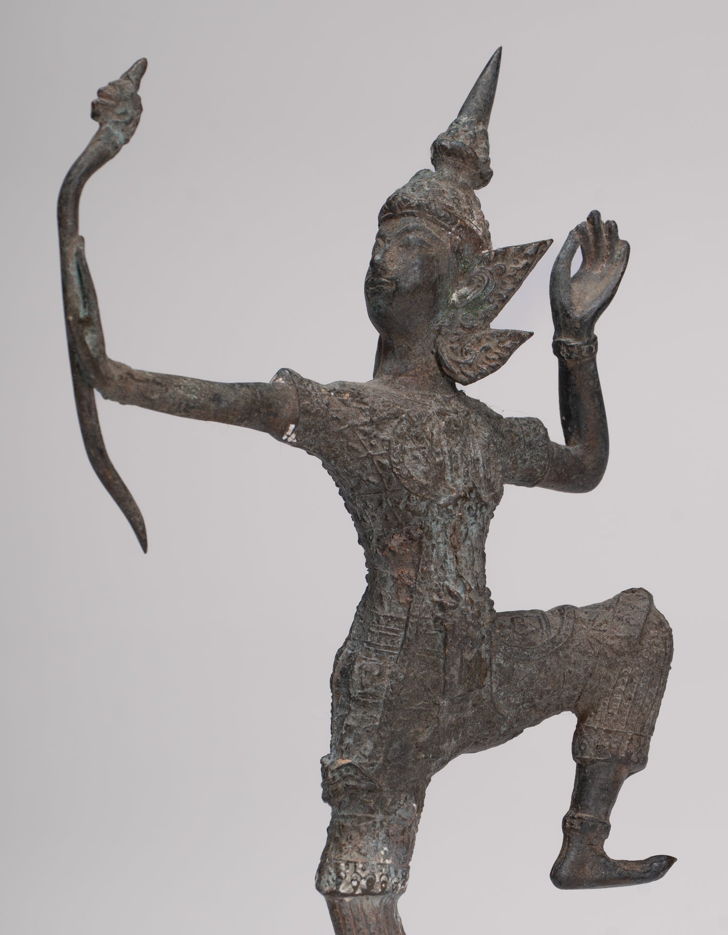 Rama Statue - Antique Thai Style Bronze Thai Rama - Avatar of Vishnu - 26cm/11"