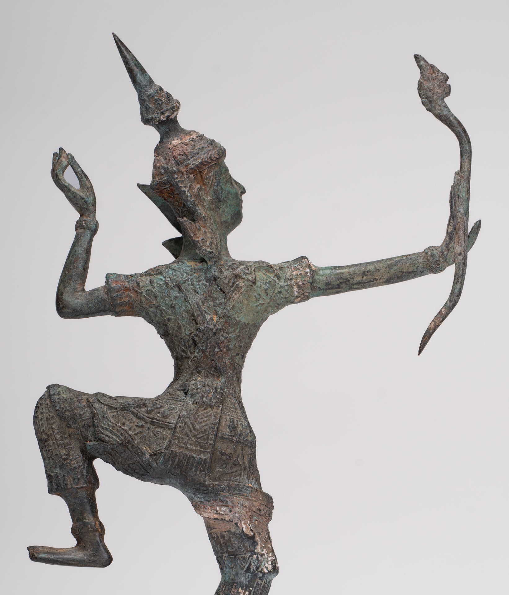Rama Statue - Antique Thai Style Bronze Thai Rama - Avatar of Vishnu - 27cm/11"