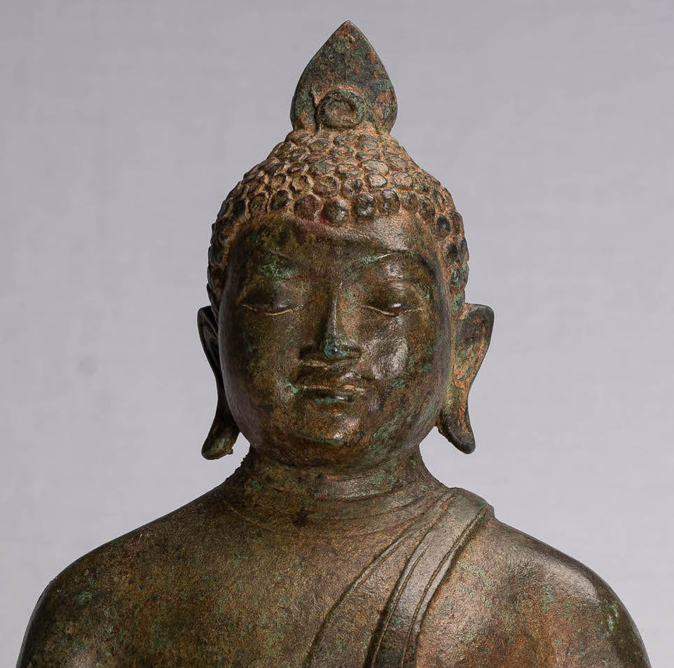Buddha Statue (Antik) Sri Lanka Stil Bronze Sitzende Meditation Buddha Statue 35cm/14"