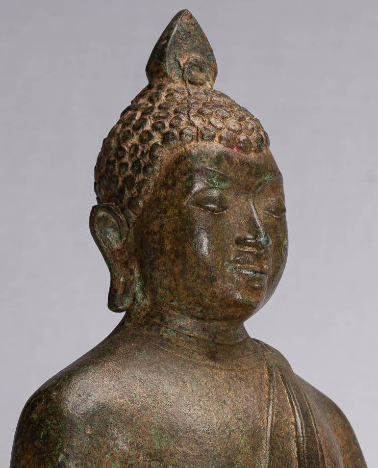 Buddha Statue (Antik) Sri Lanka Stil Bronze Sitzende Meditation Buddha Statue 35cm/14"