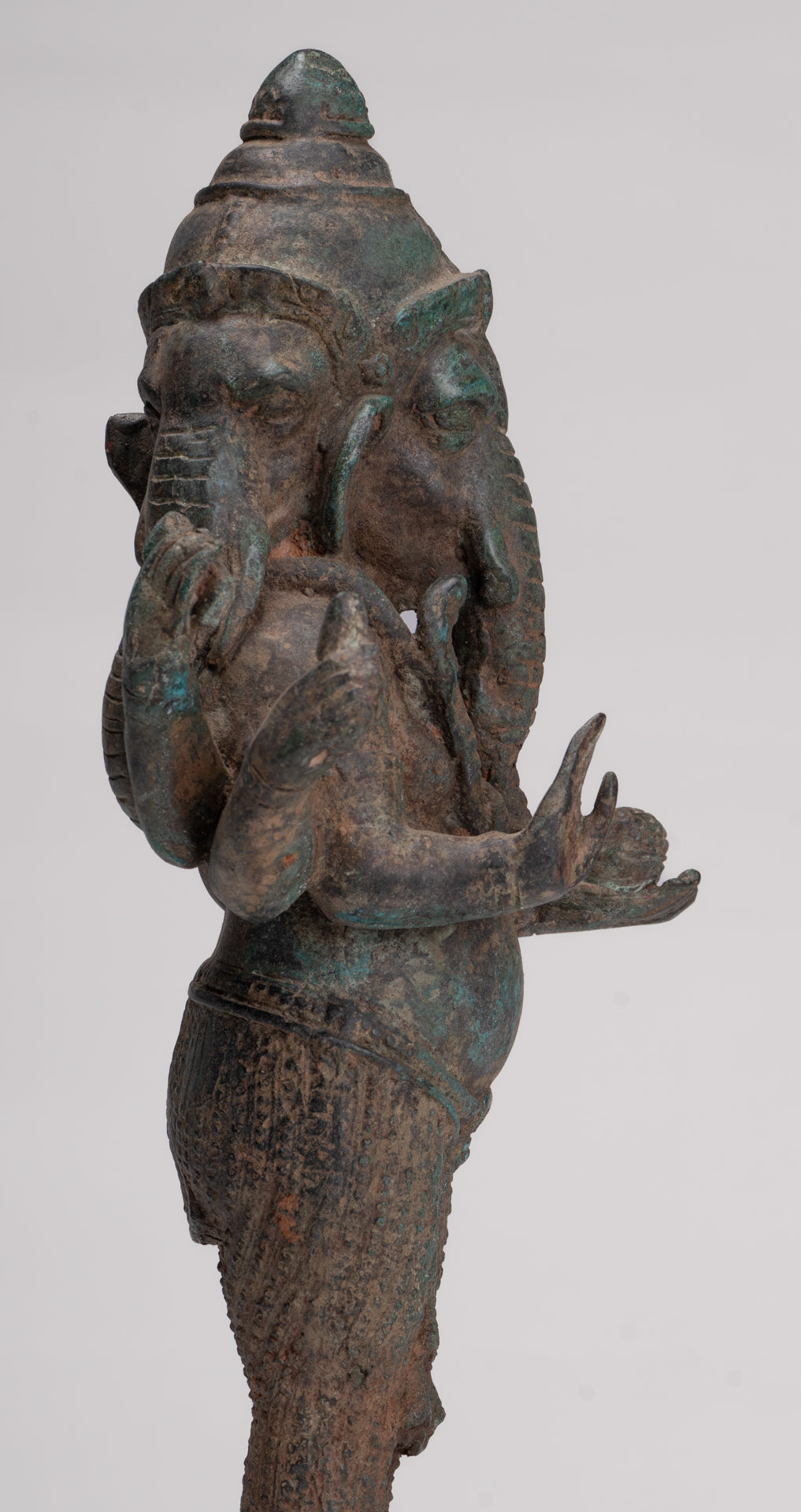 Ganesha Statue - Antique Thai Style Bronze Standing 6-Arm Ganesha Statue - 33cm/13"