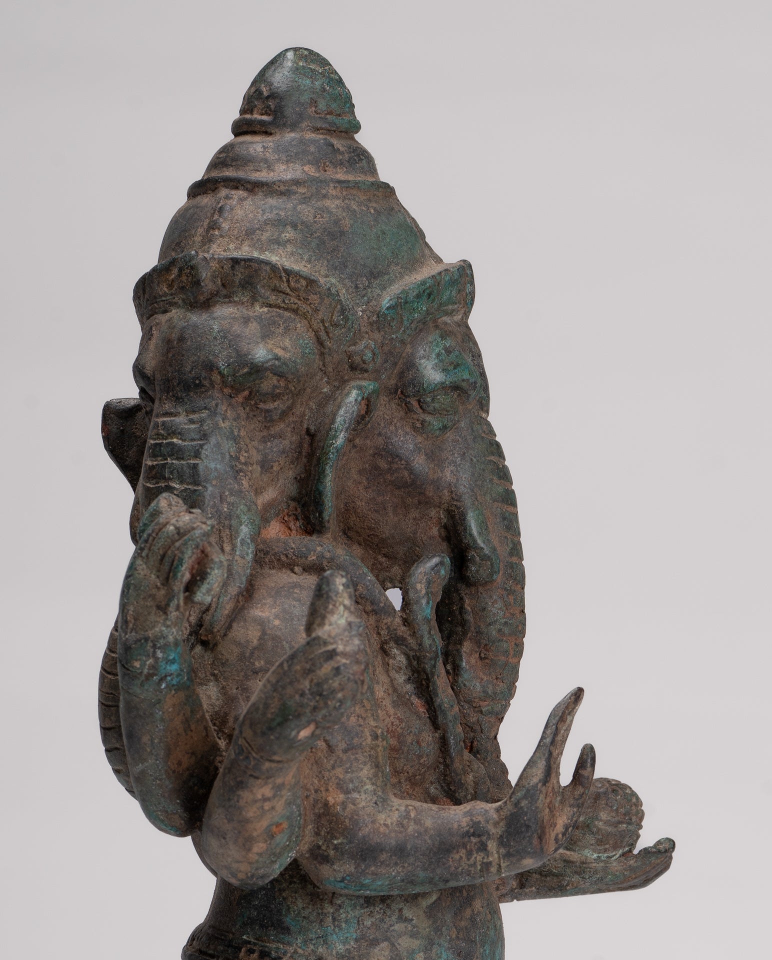 Ganesha Statue - Antique Thai Style Bronze Standing 6-Arm Ganesha Statue - 33cm/13"
