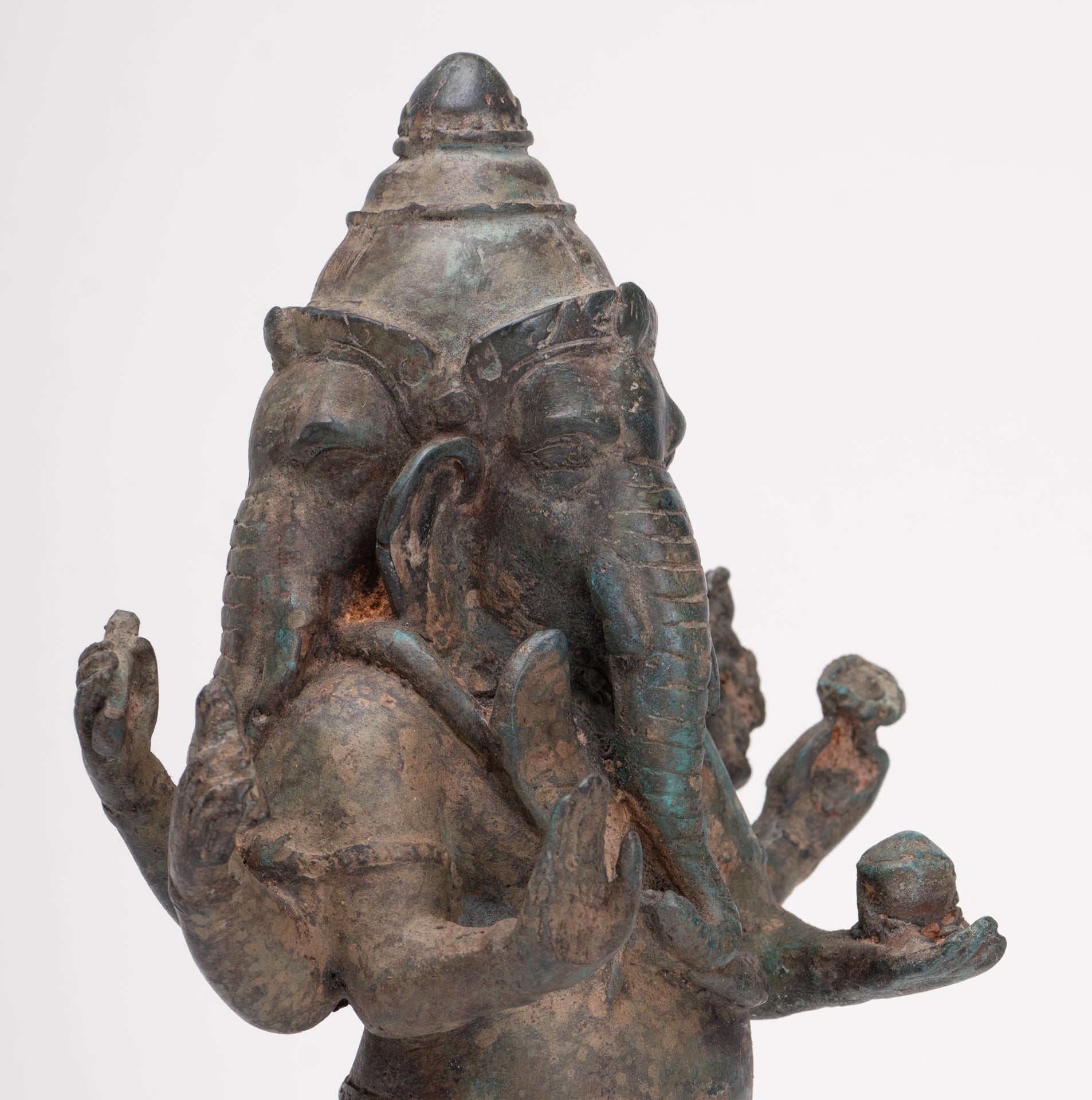Ganesha Statue - Antique Thai Style Bronze Standing 6-Arm Ganesha Statue - 33cm/13"
