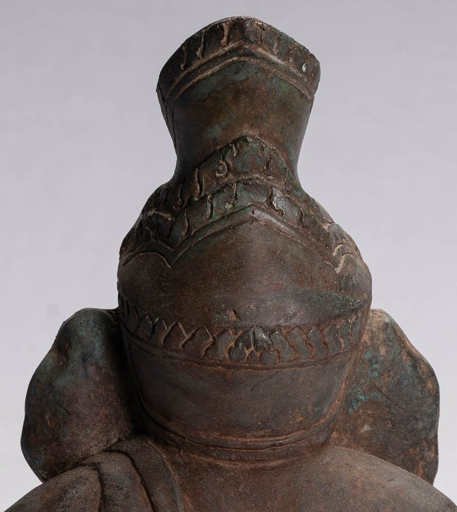 Statue Ganesha - Antique Thai Thai Bronze Seduta statua Ganesh - 31 cm/12 "