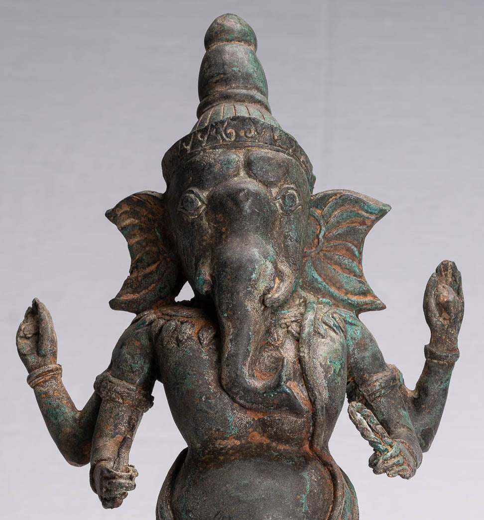Statua Ganesha - Statua di ganesha in bronzo in stile tailandese antico - 39 cm/16 "