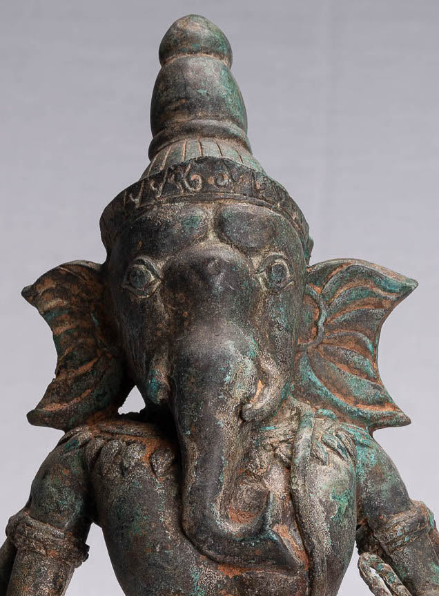Statua Ganesha - Statua di ganesha in bronzo in stile tailandese antico - 39 cm/16 "