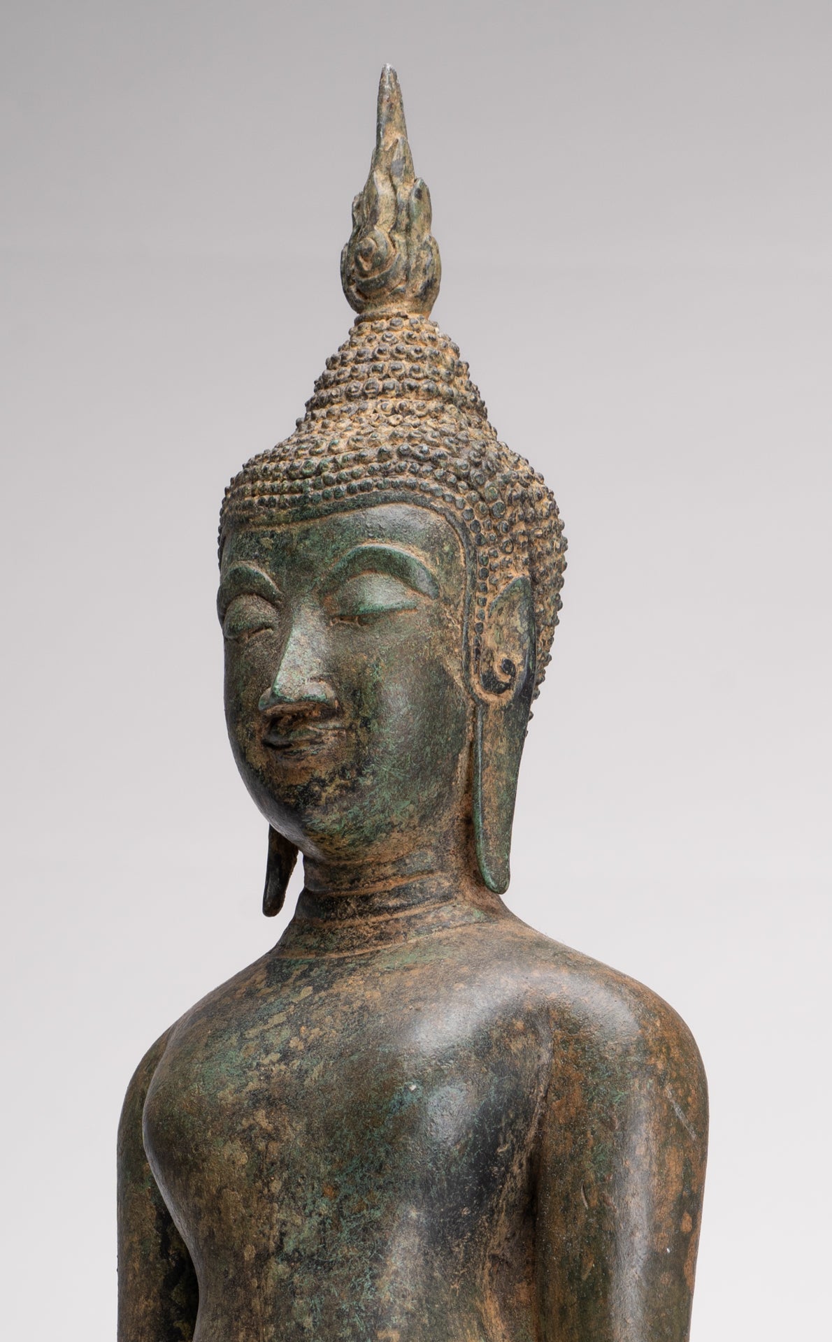 Buddha Statue - Antique Ayutthaya Style Thai Bronze Varada Charity Buddha Statue - 61cm/24"