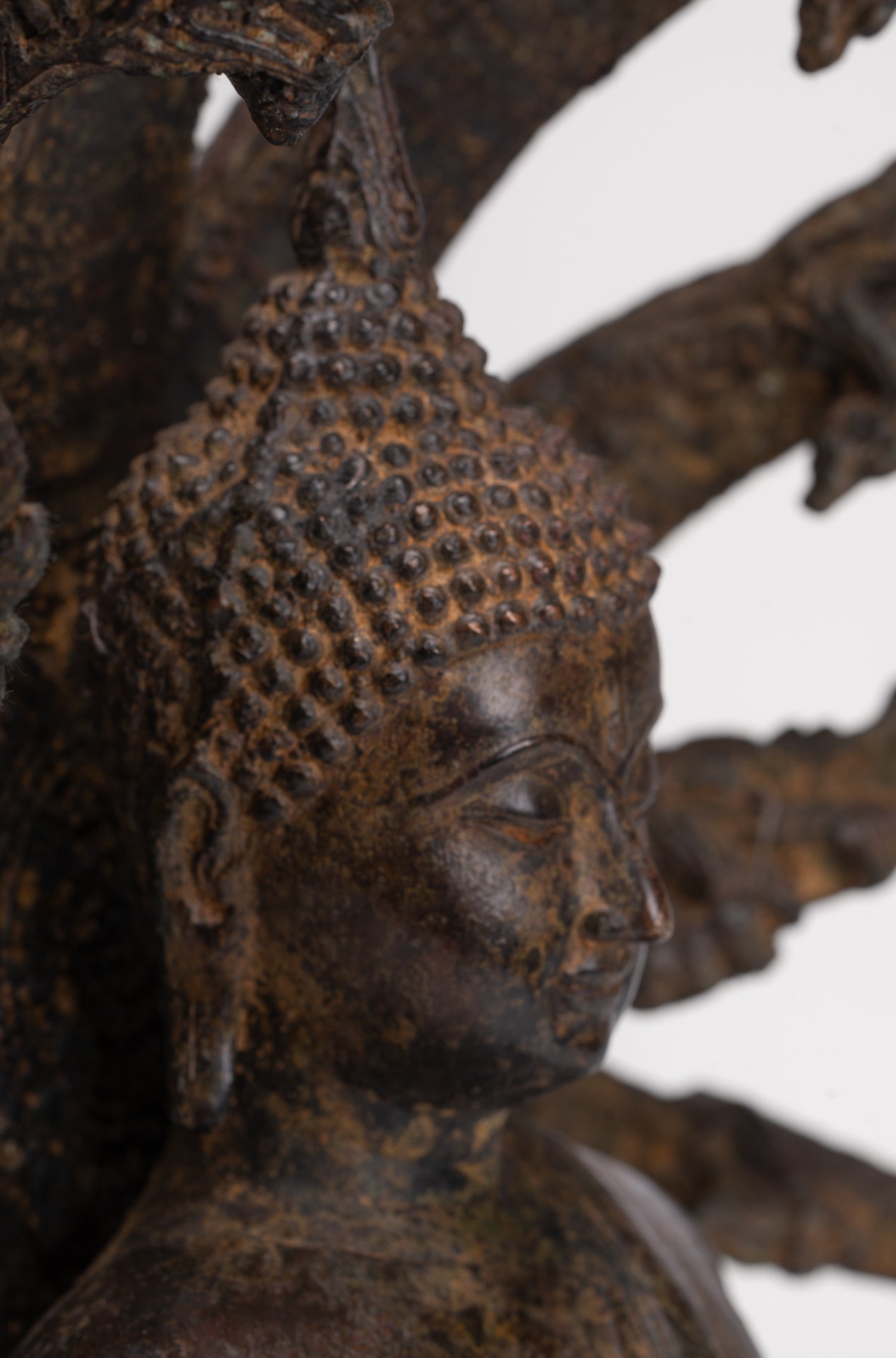 Buddha Statue - Antique Thai Style Seated Bronze Naga Meditation Buddha - 53cm/21"