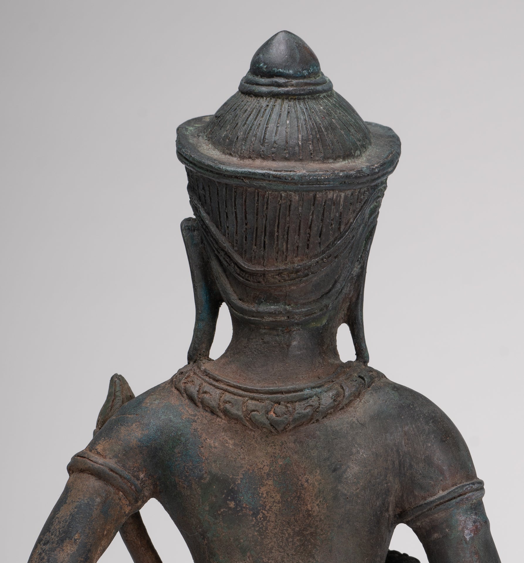 Tara Statue - Antique Java Style Majapahit Seated Bronze Tara Nyurma Pamo - 31cm/12"