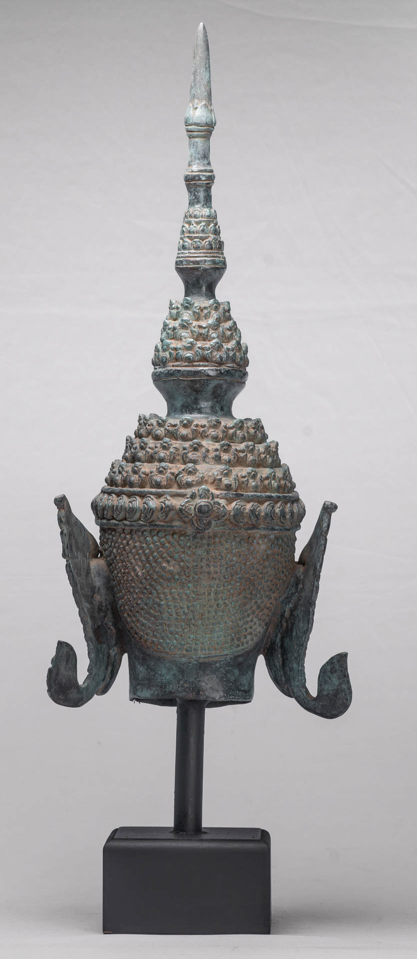 Buddha - Antique Thai Style Bronze Rattanakosin Buddha Head Statue - 66cm/26"