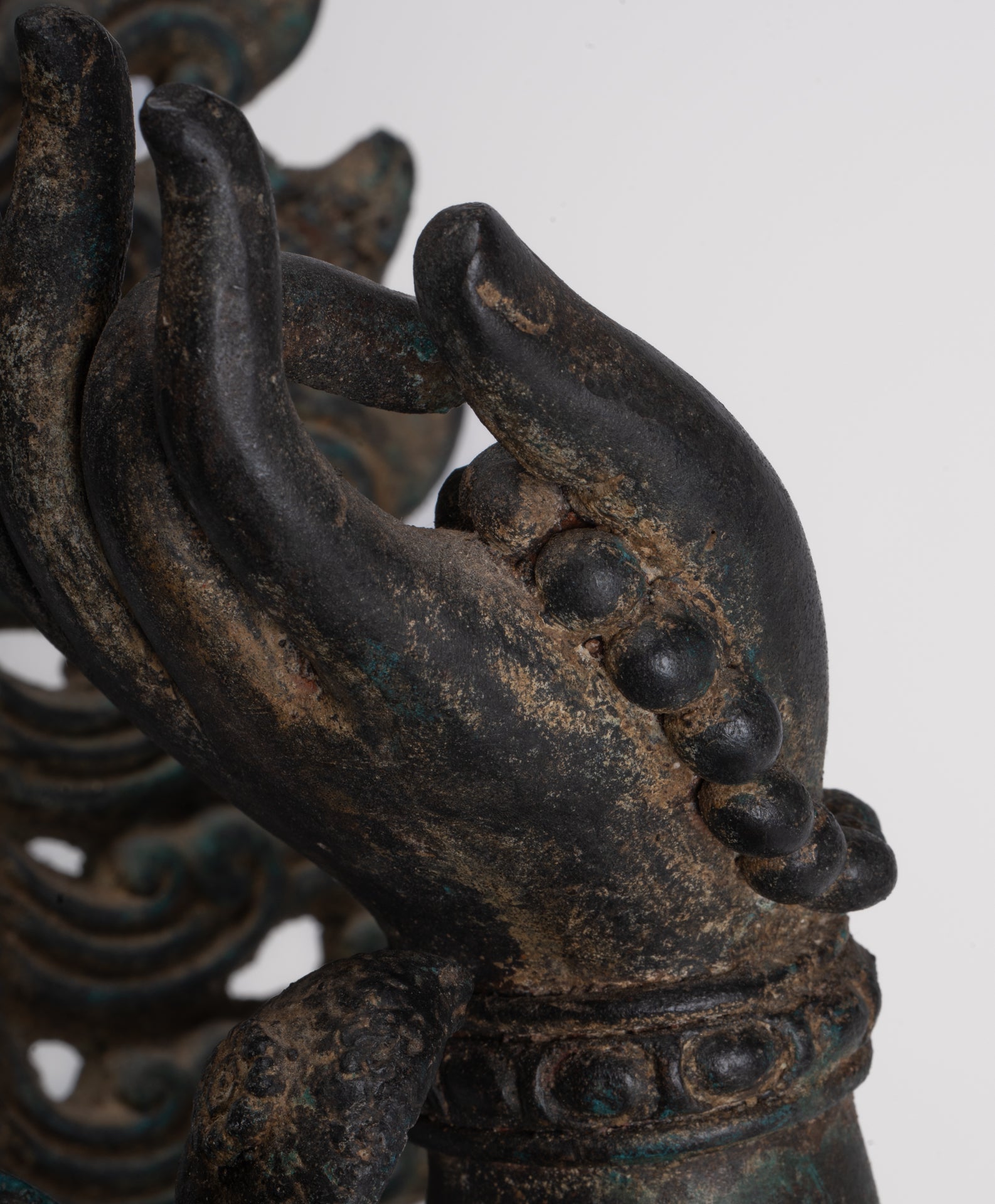 Ganesha Statue - Antique Thai Style Bronze Seated 4-Arm Ganesha Statue - 84cm/34"