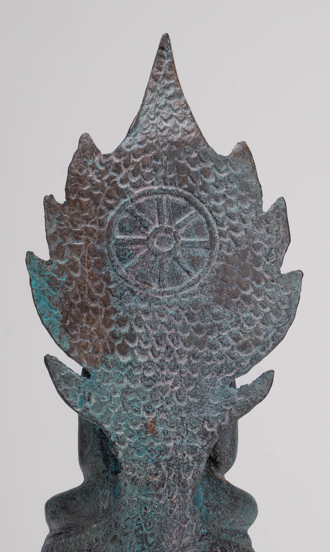 Buddha Statue - Antique Sukhothai Style Bronze Meditating Naga Buddha Statue - 21.5cm/9"
