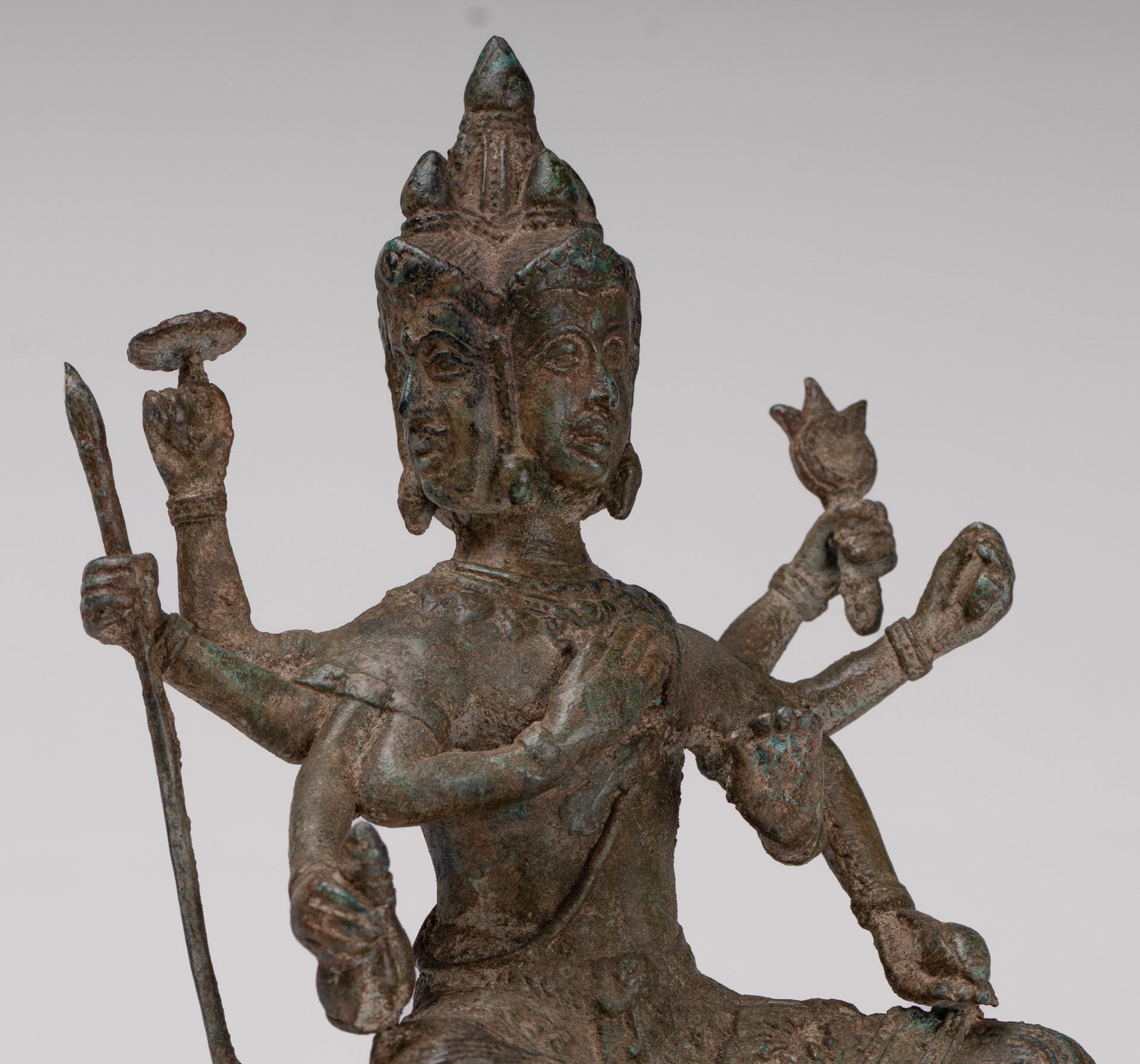 Brahma Statue - Antique Thai Style Bronze Brahma - Hindu God Creation - 22cm/9"