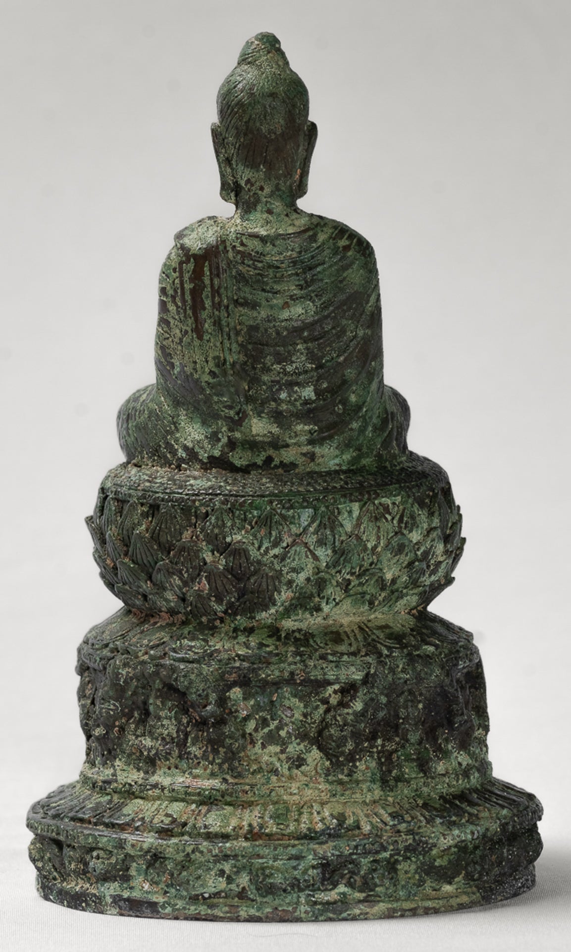 Indian Buddha Statue - Antique Gandhara Style Bronze Meditation Buddha Statue - 21cm/8"