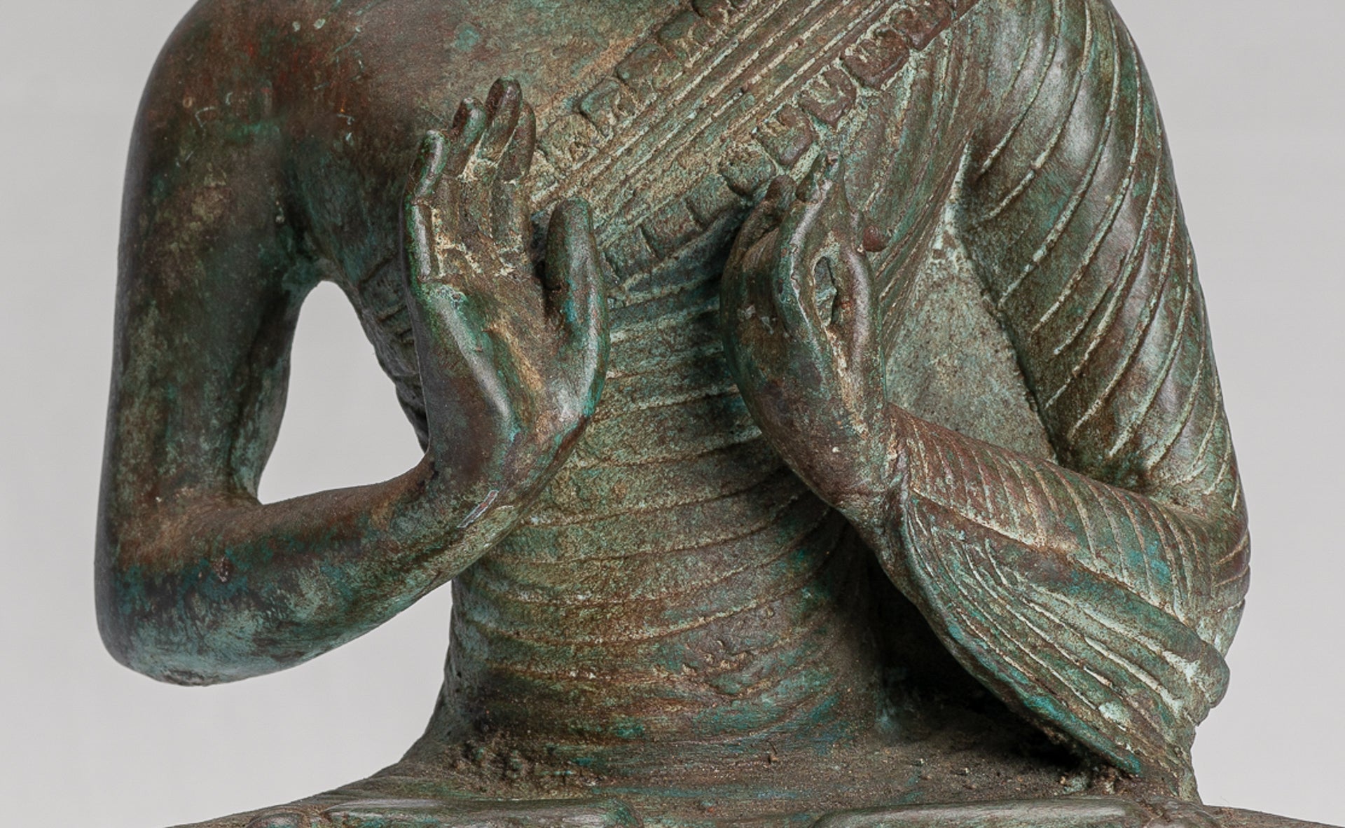 Statue Buddha - Antique Sri Lanka Style Bronze Seduto Buddha Statua - 25 cm/10 "