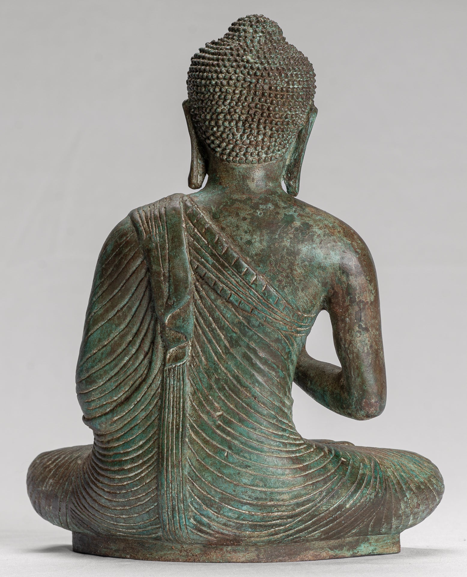 Buddha Statue - Antique Sri Lanka Style Seated Bronze Teaching Buddha Statue - 25cm/10"