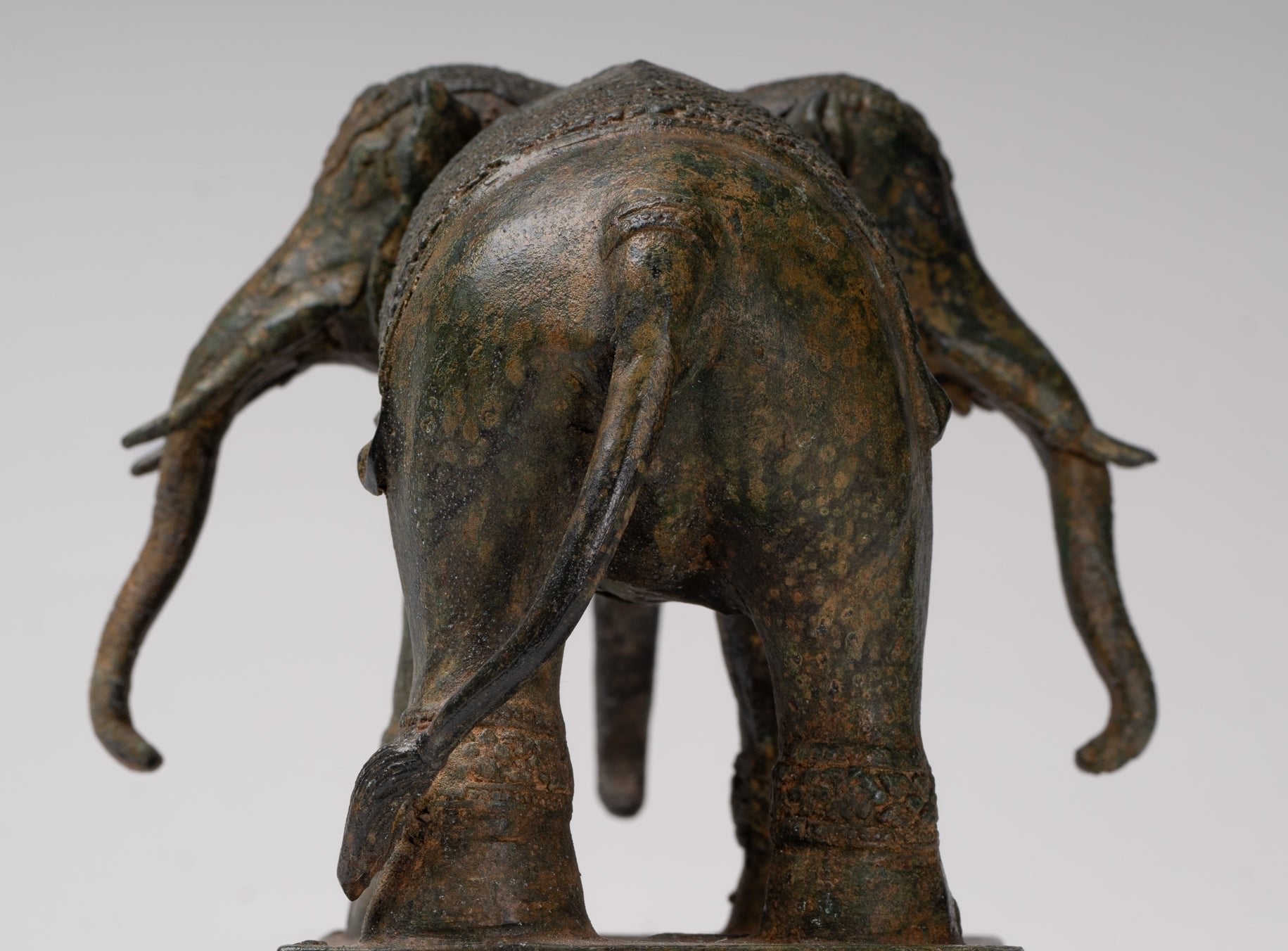  Antique Thai Style Bronze Erawan Airavata or Elephant Statue - 24cm/10" Tall