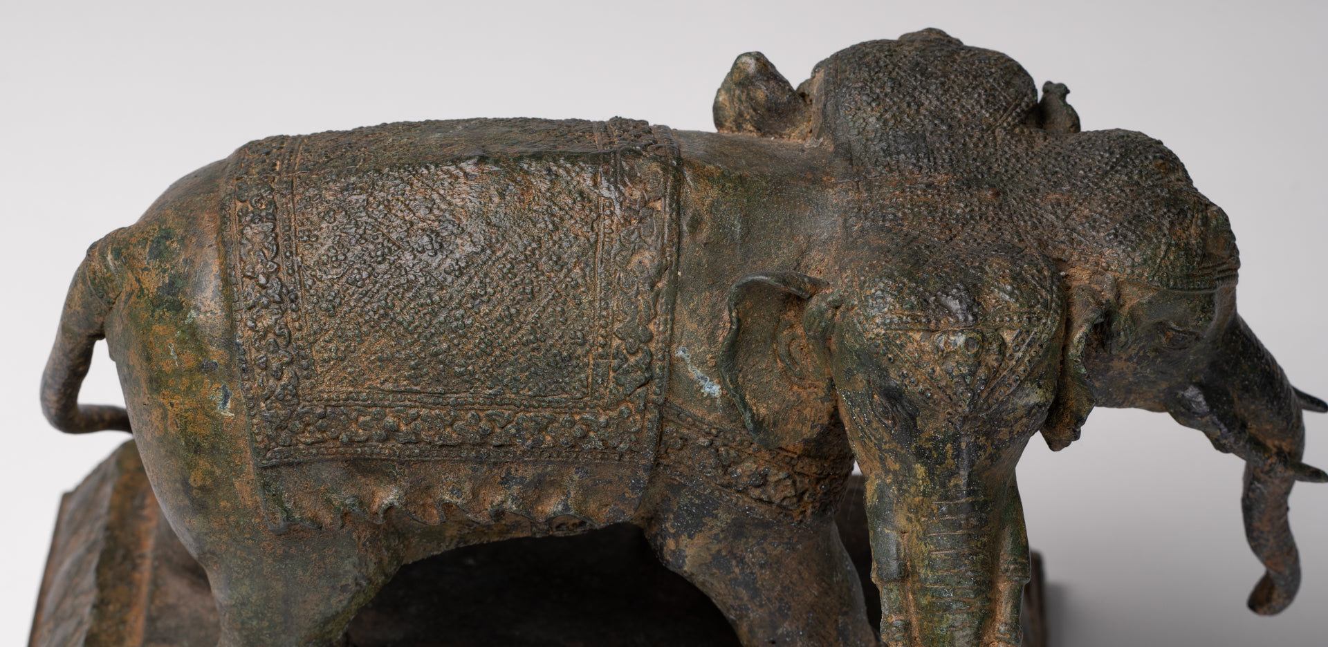 Antique Thai Style Bronze Erawan Airavata or Elephant Statue - 24cm/10" Tall