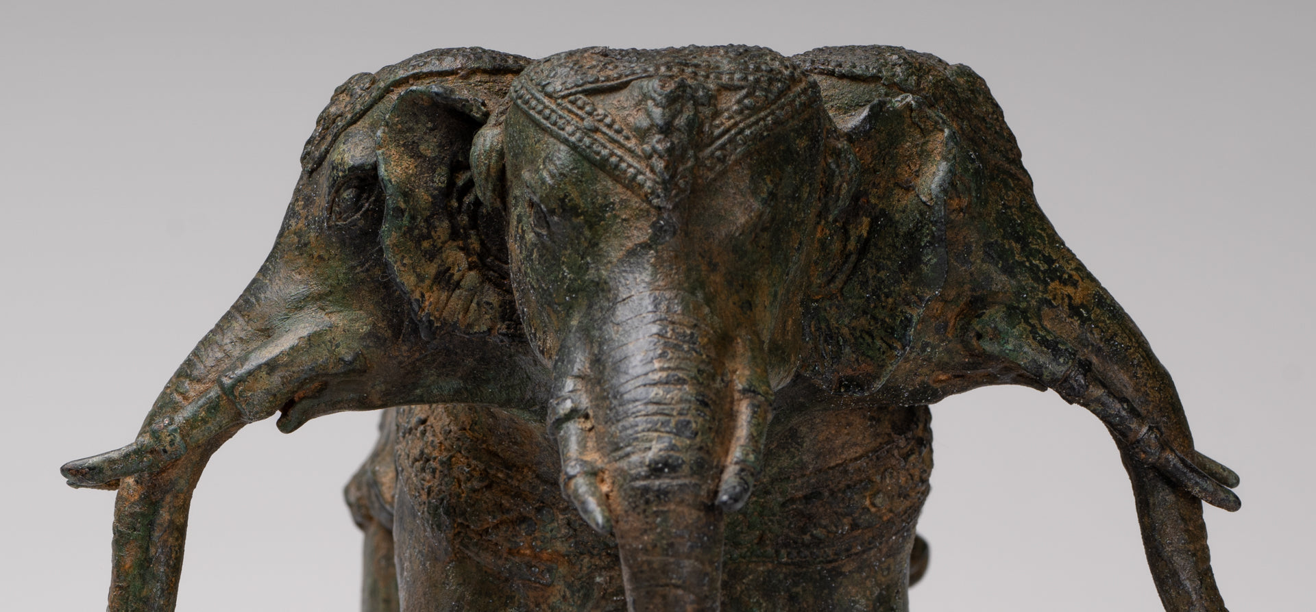 Antique Thai Style Bronze Erawan Airavata or Elephant Statue - 24cm/10" Tall