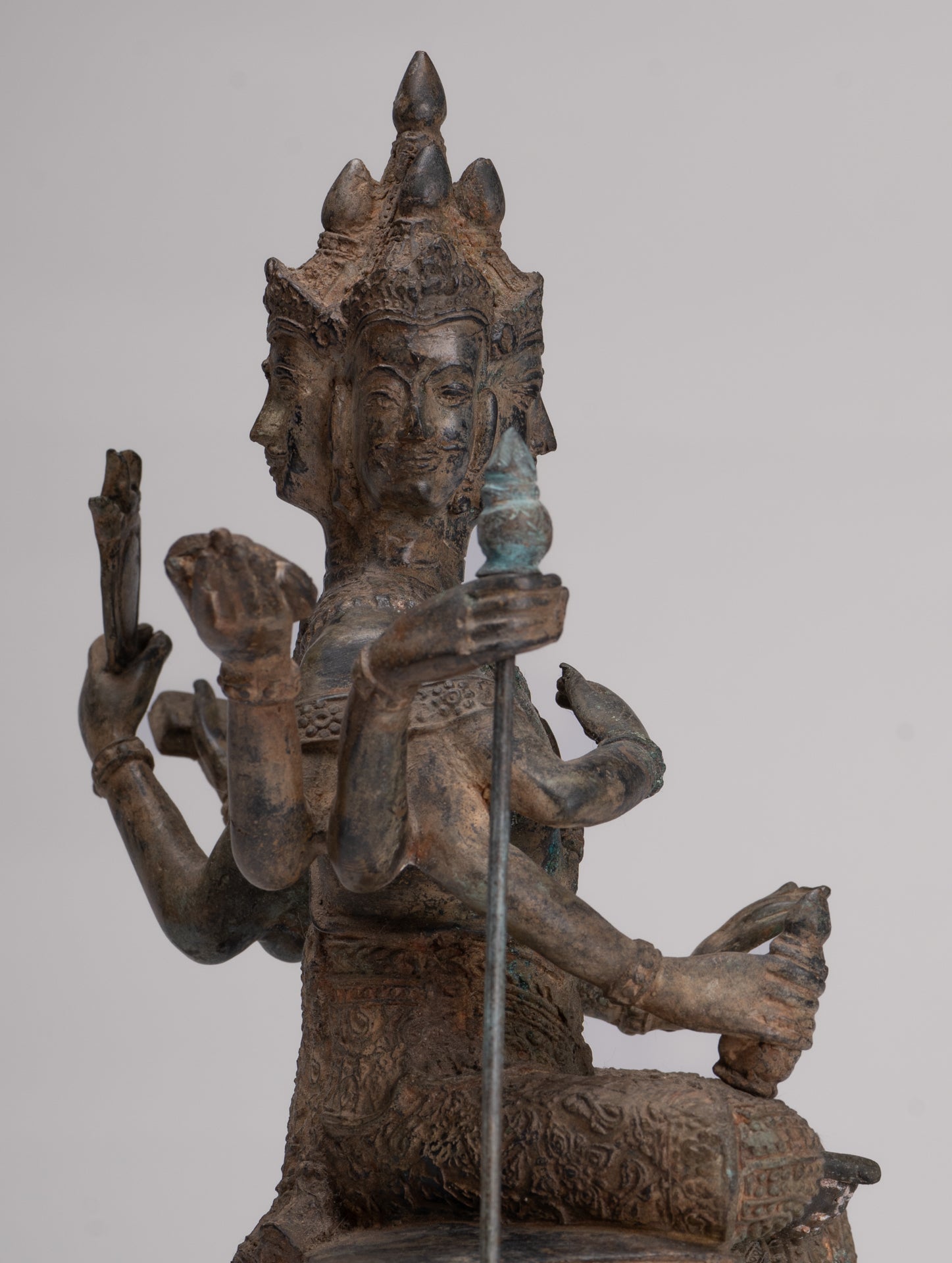Brahma Statue - Antique Thai Style Bronze Brahma - Hindu God Creation - 27cm/11"