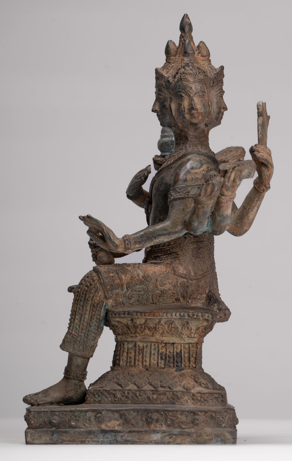 Brahma Statue - Antique Thai Style Bronze Brahma - Hindu God Creation - 27cm/11"
