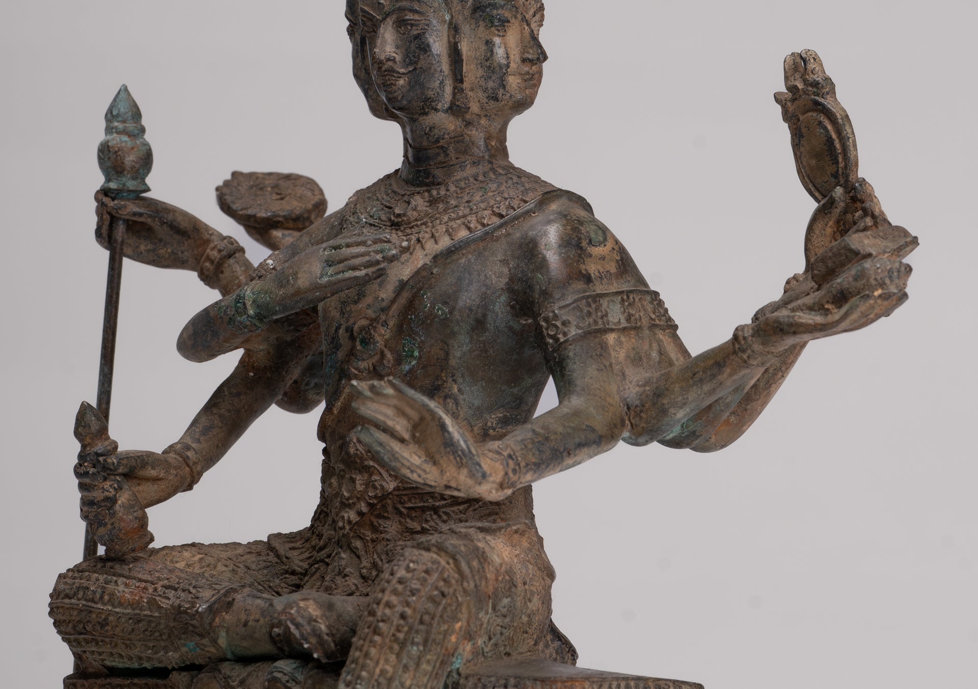 Brahma Statue - Antique Thai Style Bronze Brahma - Hindu God Creation - 27cm/11"