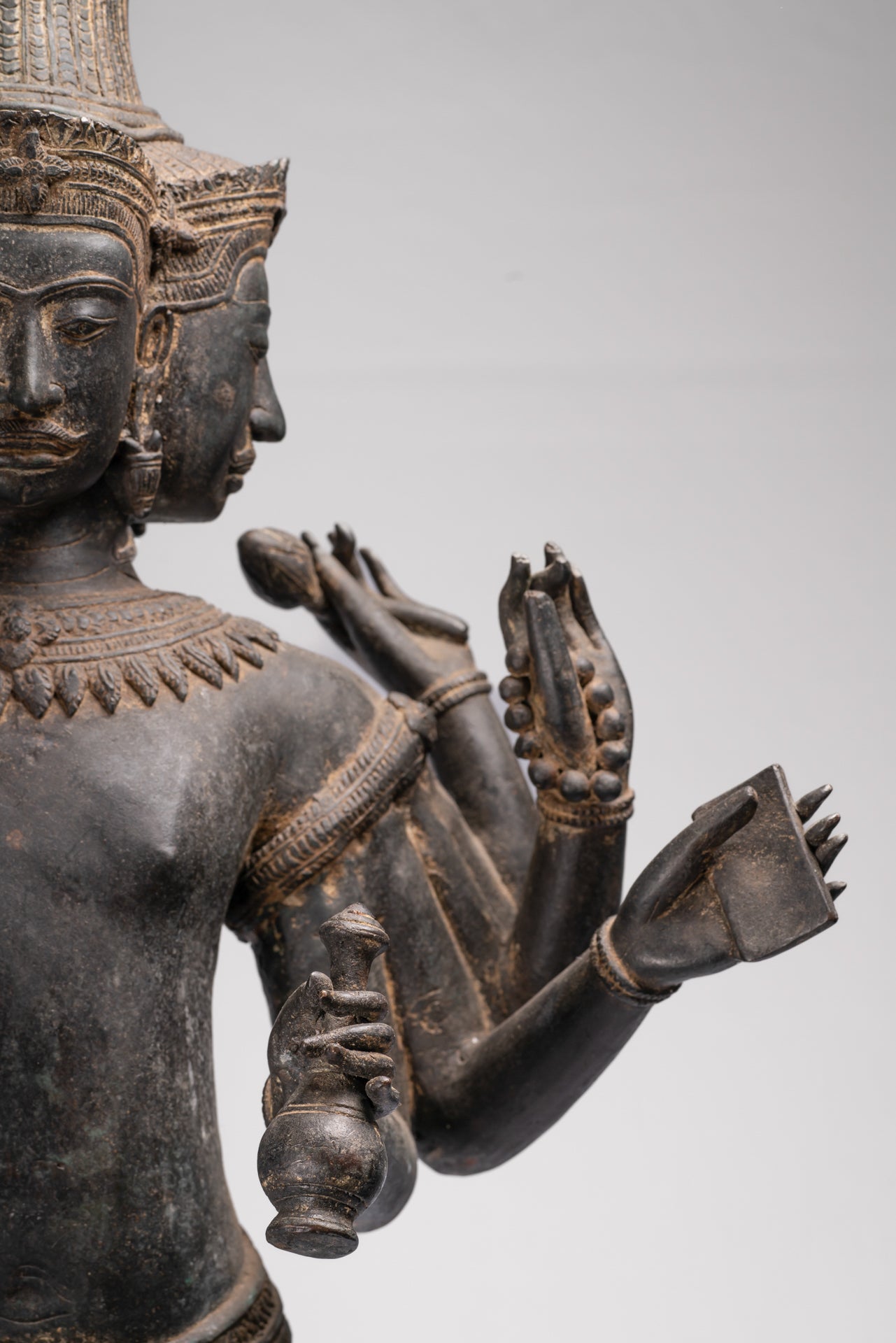 Brahma Statue - Antique Khmer Style Koh Ker Standing Bronze Brahma - Hindu God Creation - 97cm/39"