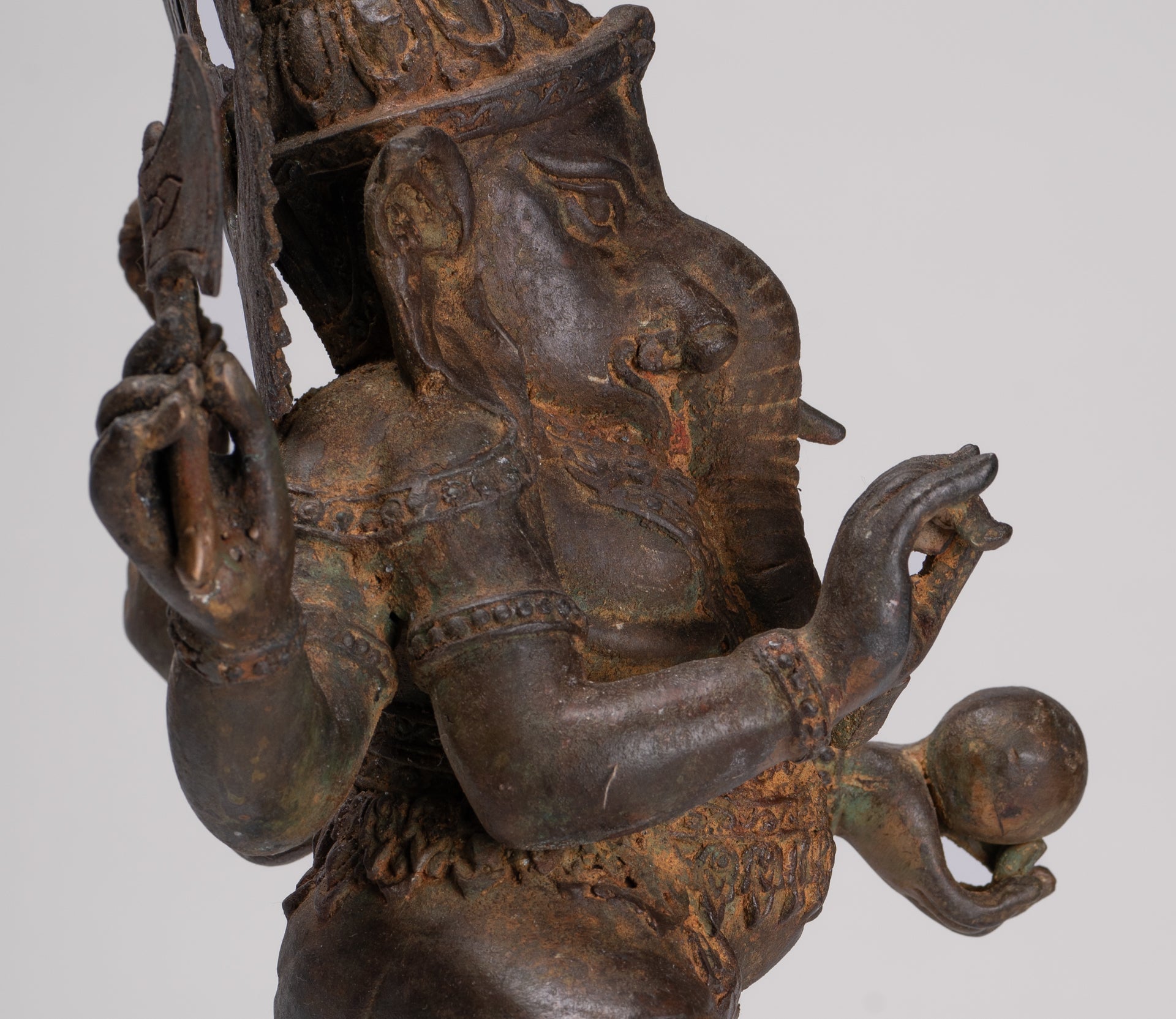 Ganesh - Antique Chola Style Bronze Dancing Ganesha Statue w/Mouse - 46cm/18"